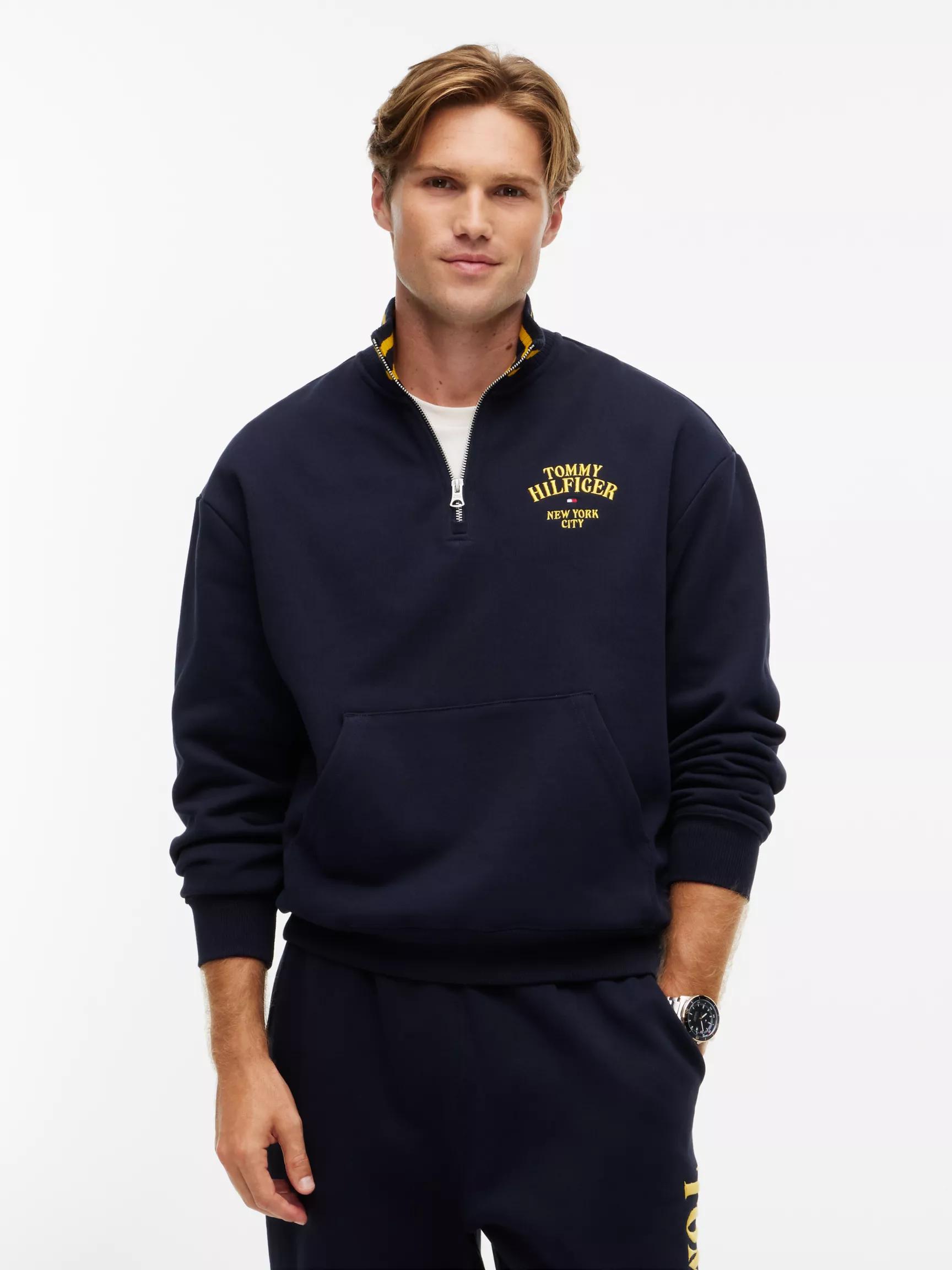 Embroidered Logo Quarter-Zip Sweatshirt by TOMMY HILFIGER