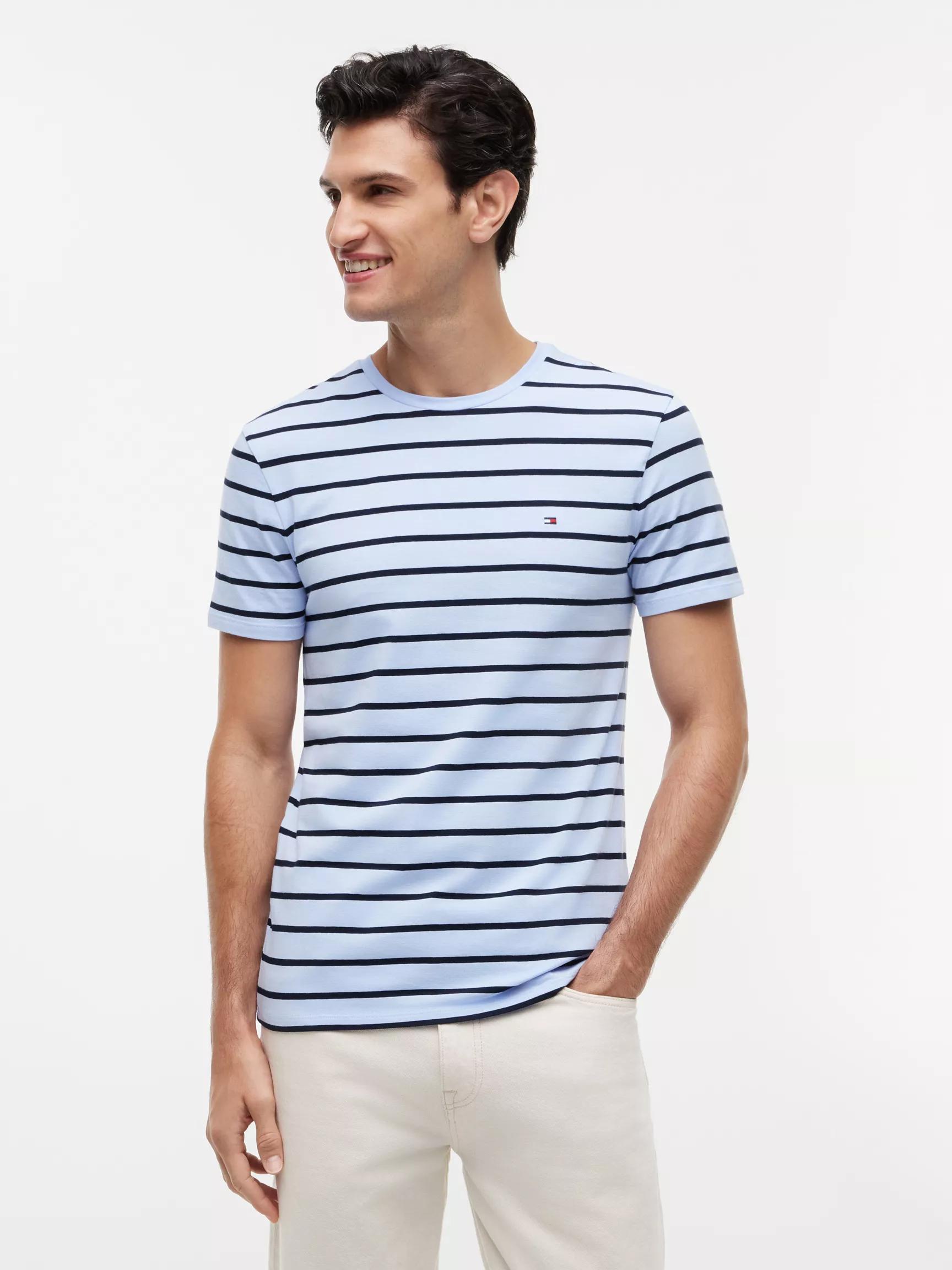 Extra Slim Stripe Stretch-Cotton T-Shirt by TOMMY HILFIGER