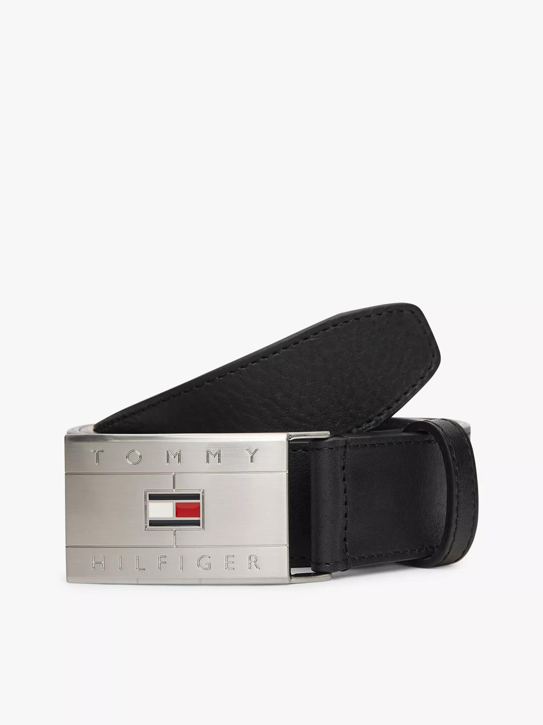 Flag Buckle Plate Leather Belt by TOMMY HILFIGER