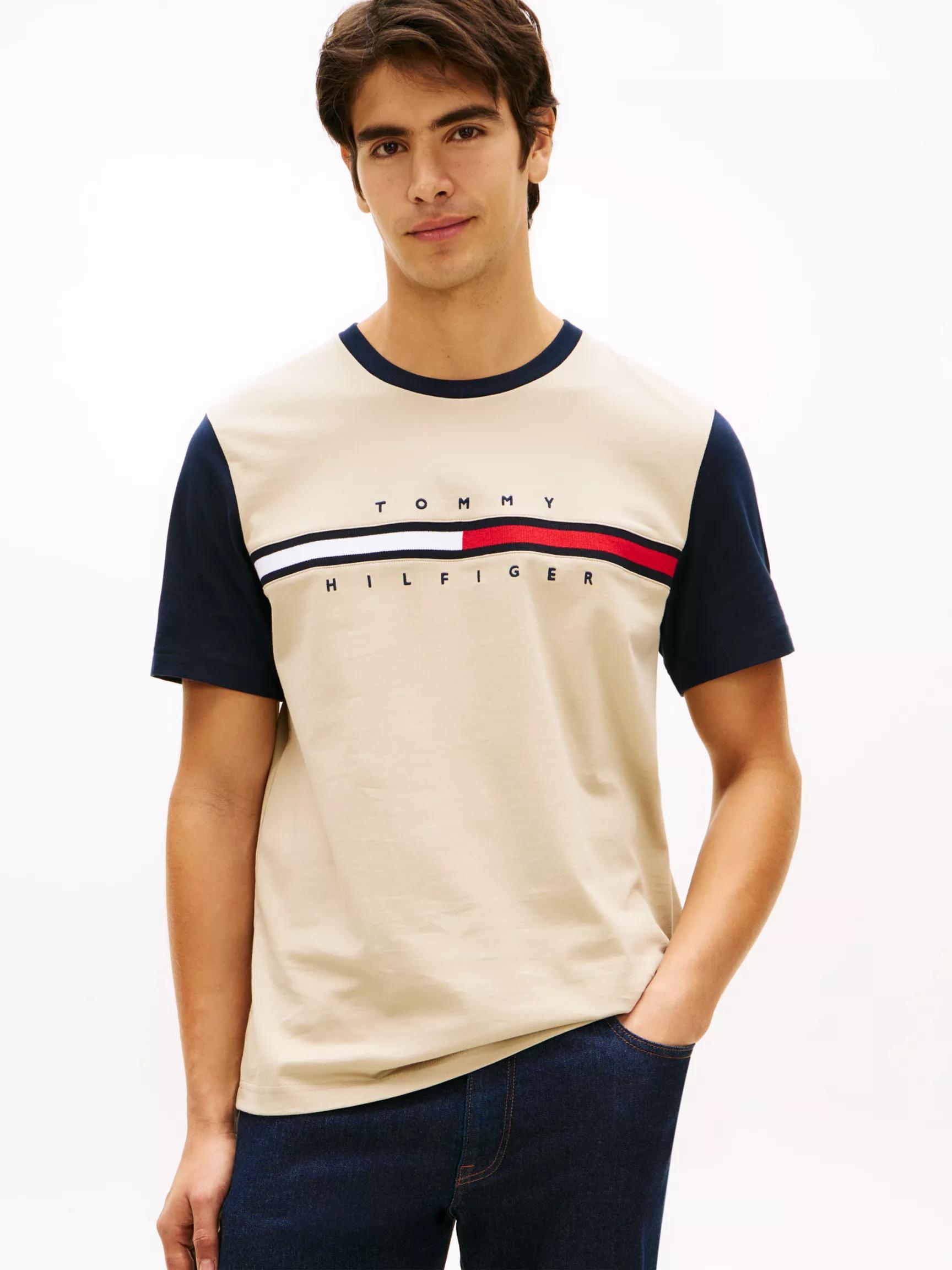 Flag Logo Contrast Sleeve T-Shirt by TOMMY HILFIGER