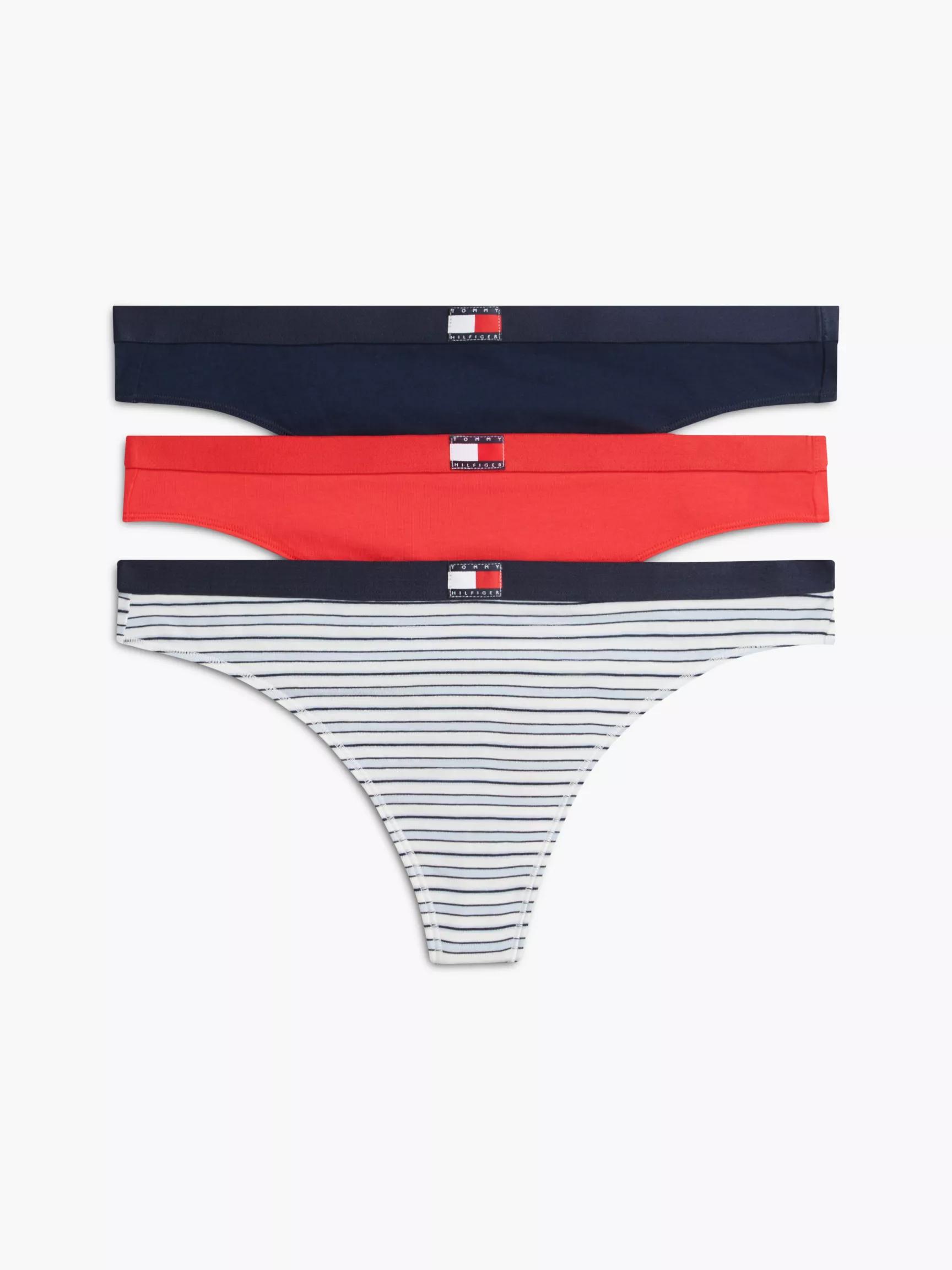 Flag Logo Stretch-Cotton Thong 3-Pack by TOMMY HILFIGER