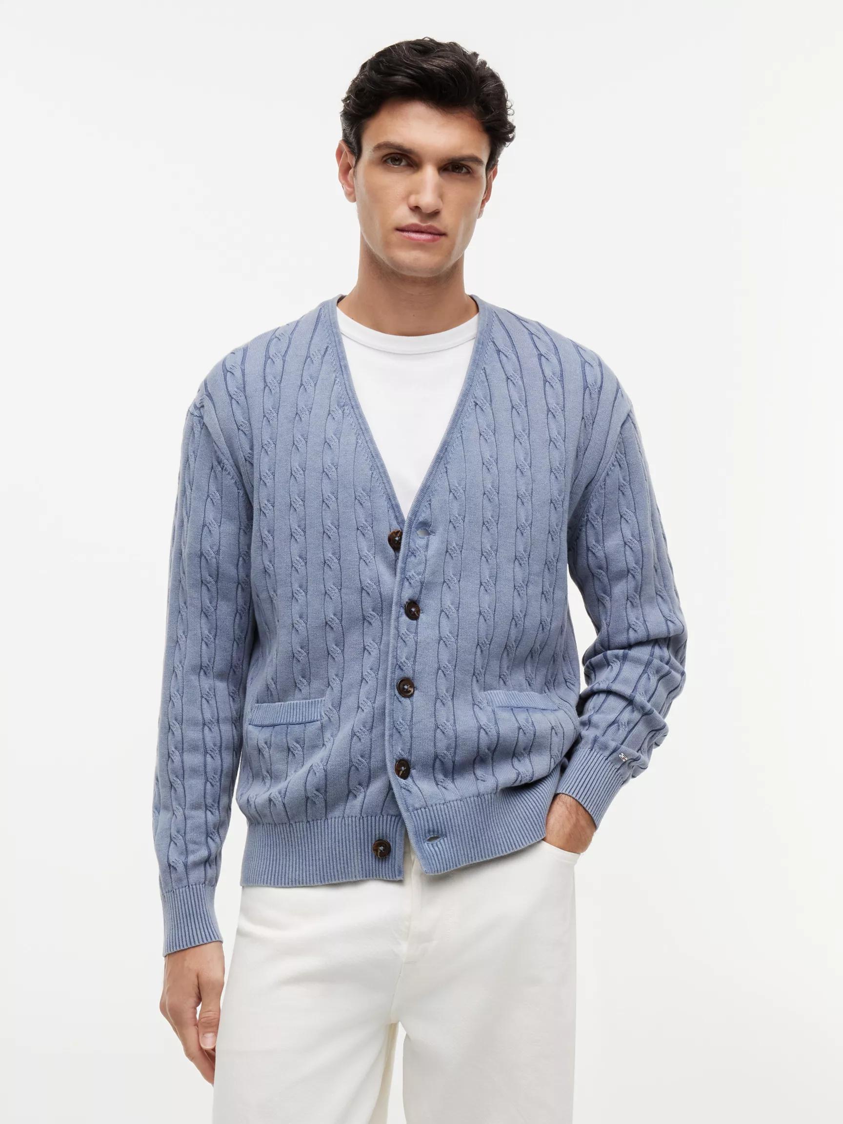 Garment-Dyed Cable Knit Cardigan by TOMMY HILFIGER