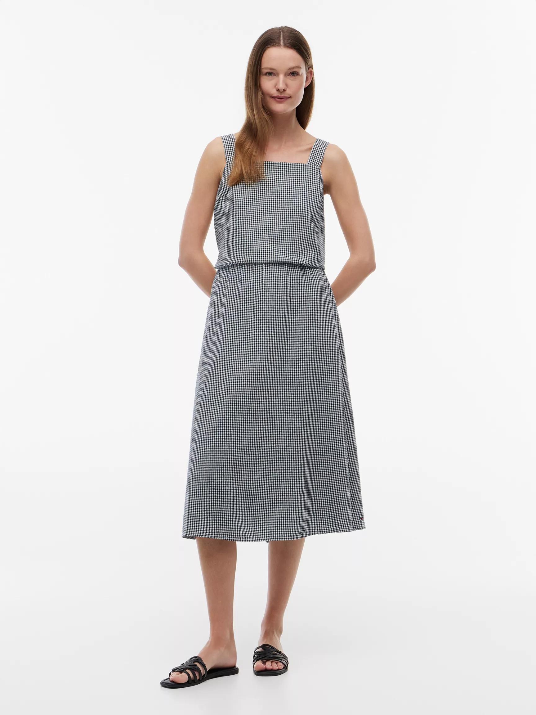 Gingham Linen-Blend Midi Skirt by TOMMY HILFIGER