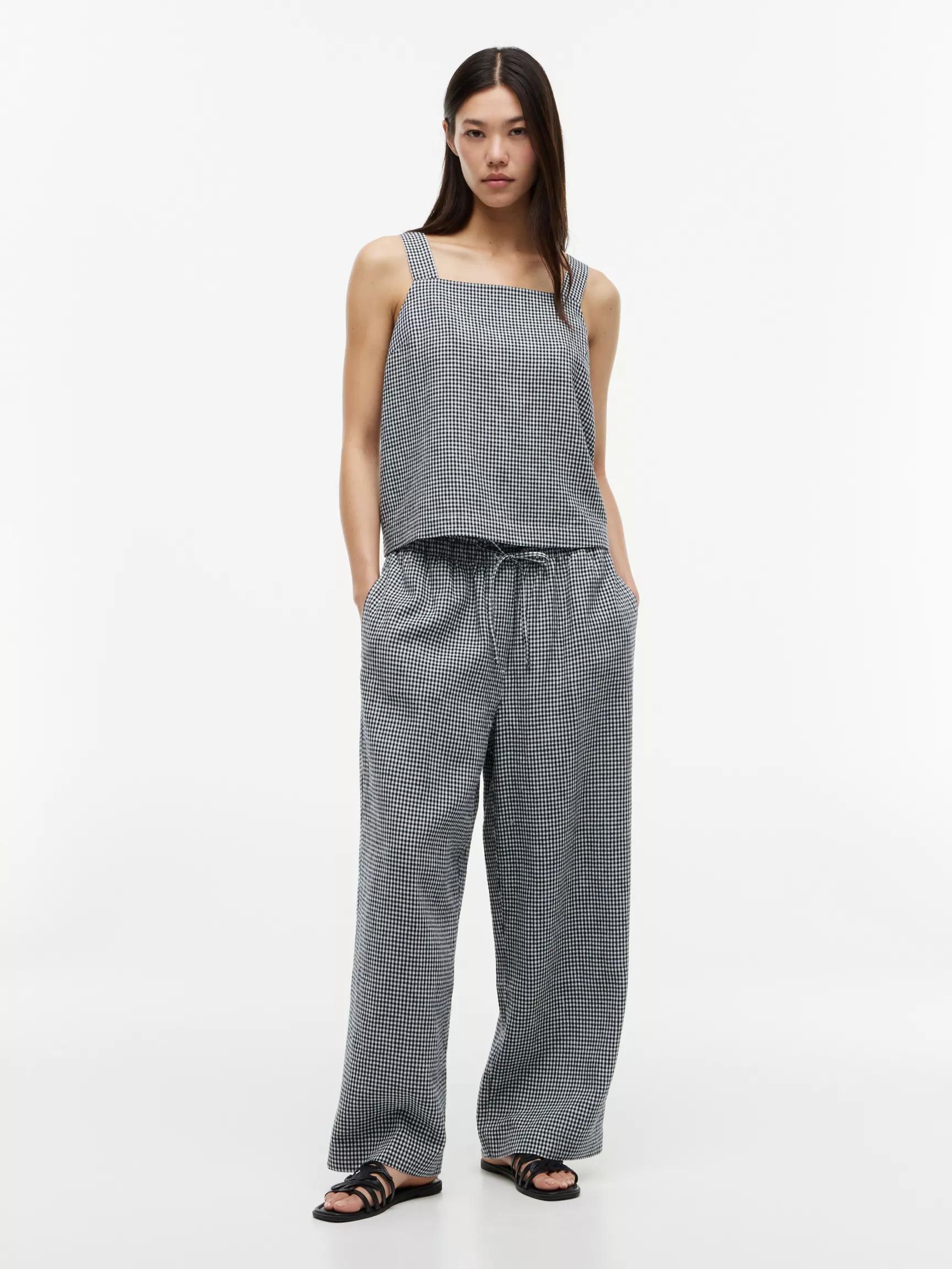 Gingham Linen-Blend Pull-On Pant by TOMMY HILFIGER