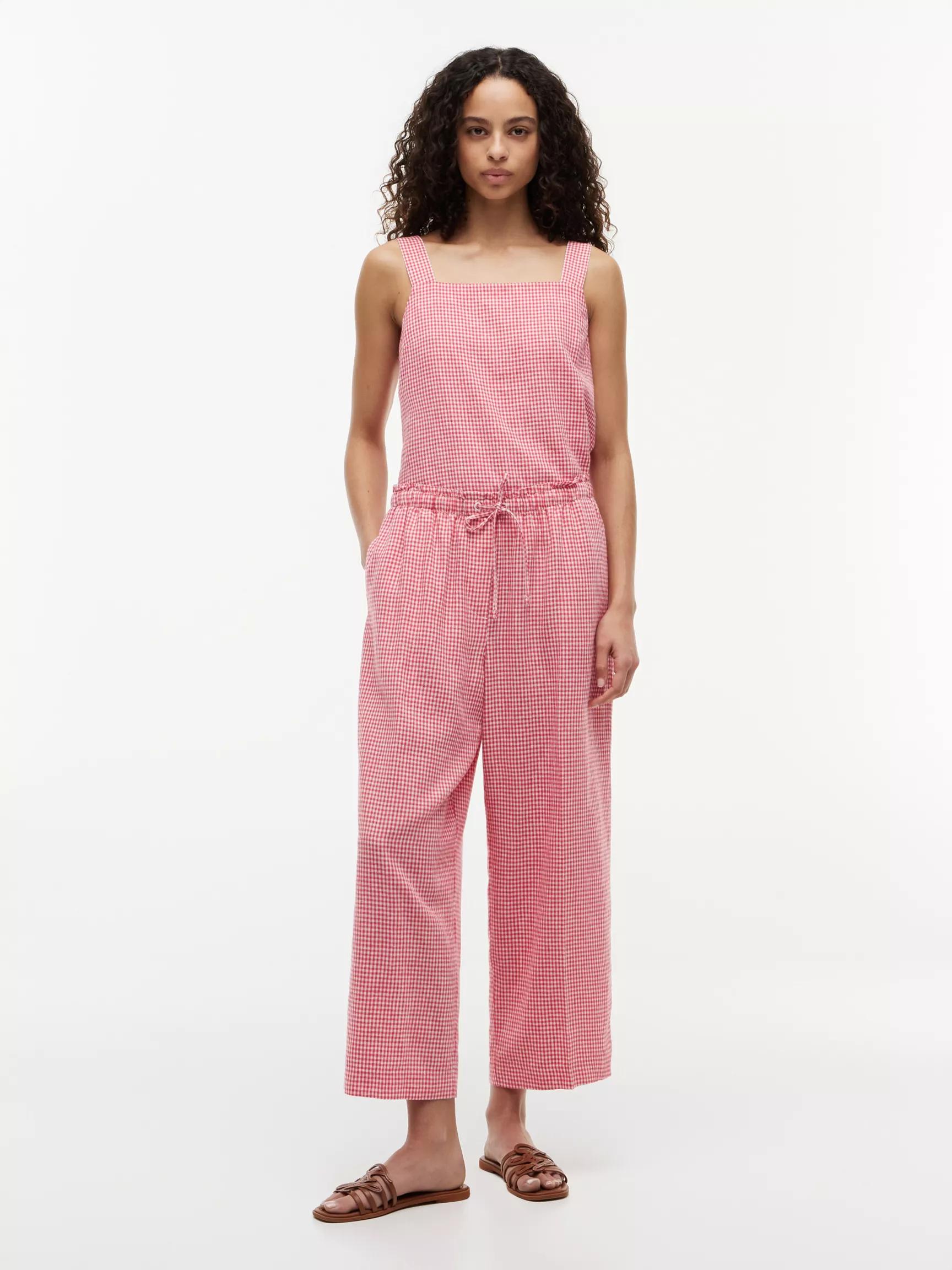 Gingham Linen-Blend Pull-On Pant by TOMMY HILFIGER