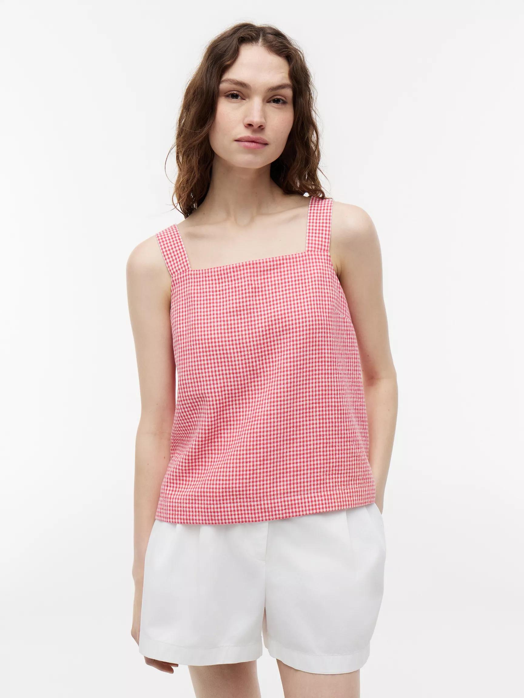 Gingham Linen-Blend Tank Top by TOMMY HILFIGER