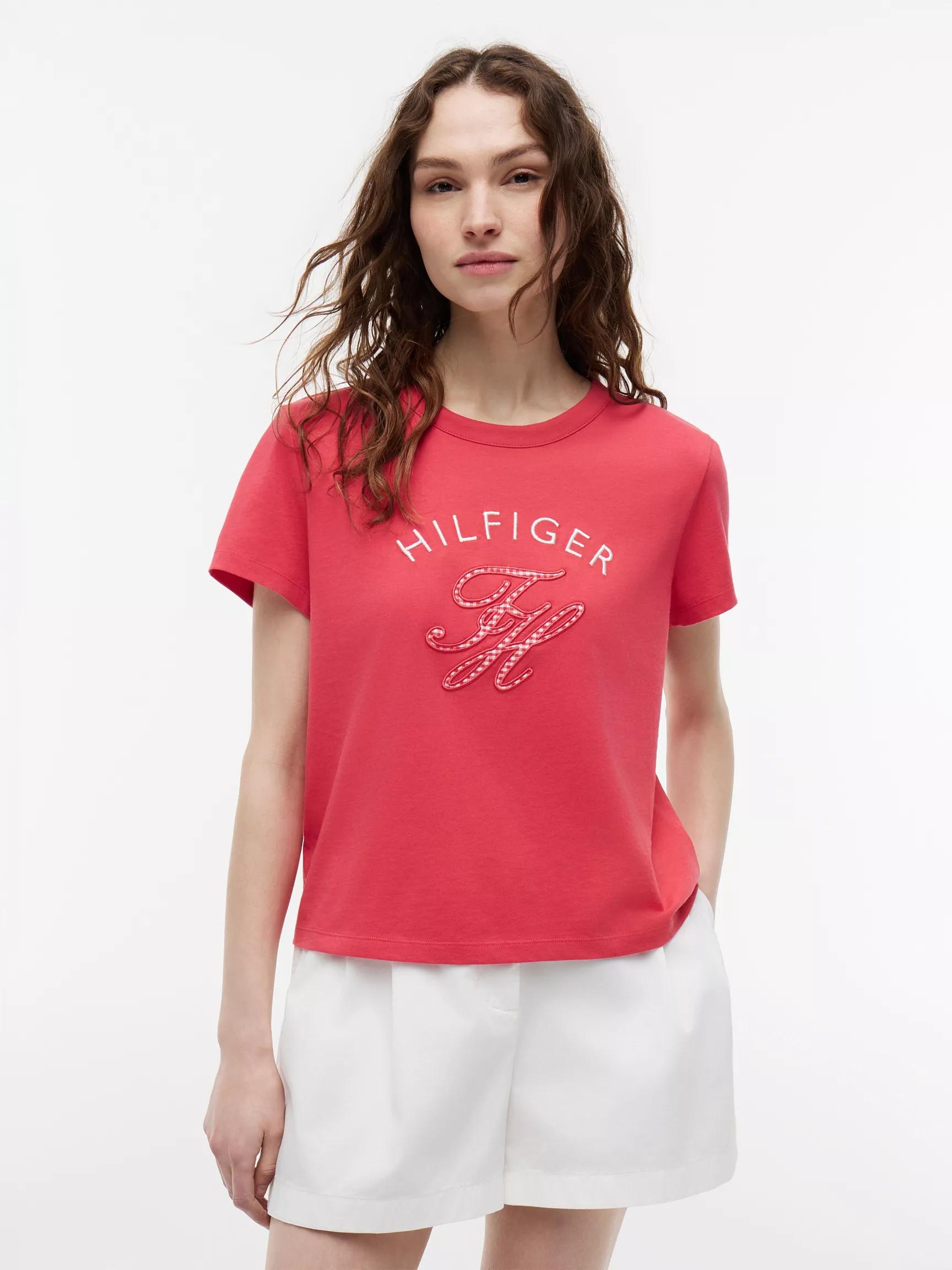Gingham Script Monogram T-Shirt by TOMMY HILFIGER