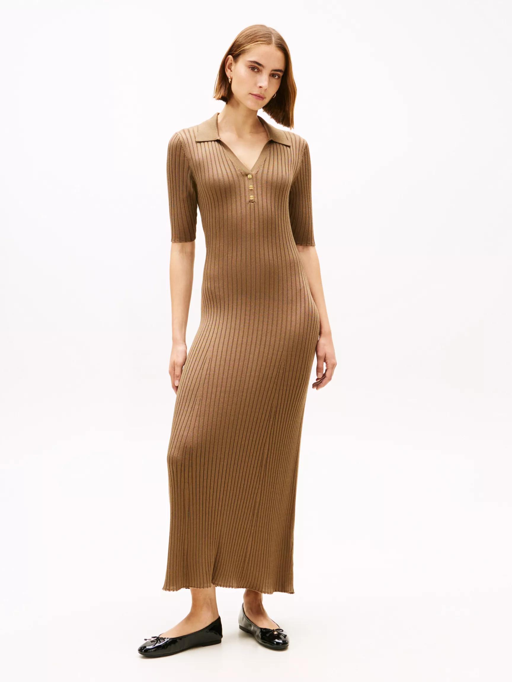 Gold-Button Rib Knit Polo Dress by TOMMY HILFIGER