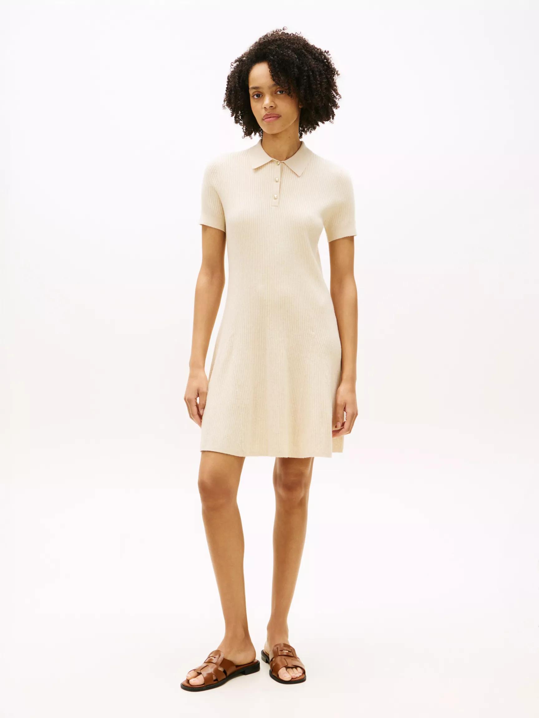 Gold-Button Rib Knit Polo Mini Dress by TOMMY HILFIGER