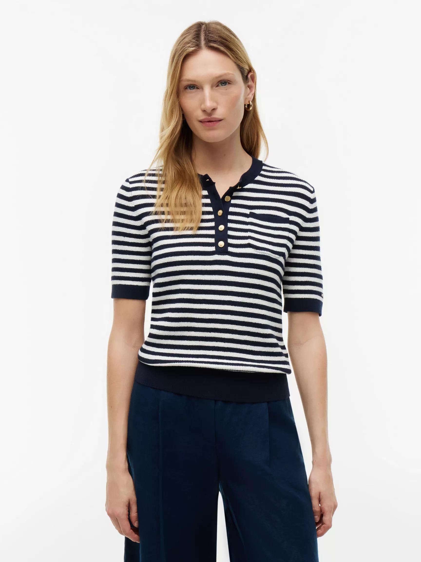 Gold-Button Striped Henley Sweater by TOMMY HILFIGER