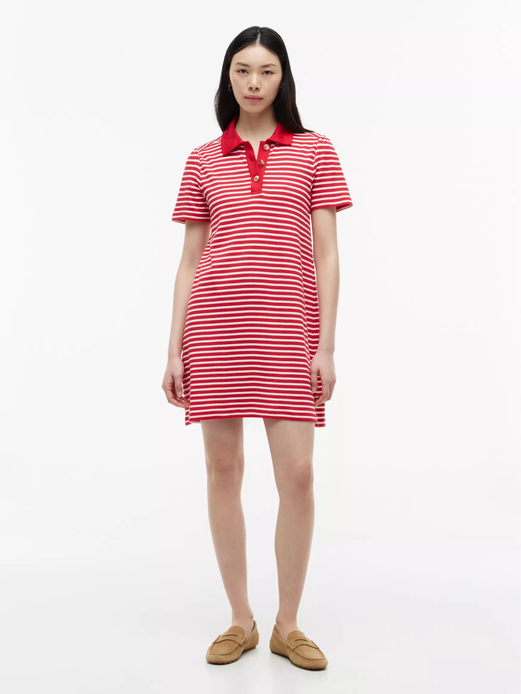 Gold-Button Striped Interlock Polo Dress by TOMMY HILFIGER