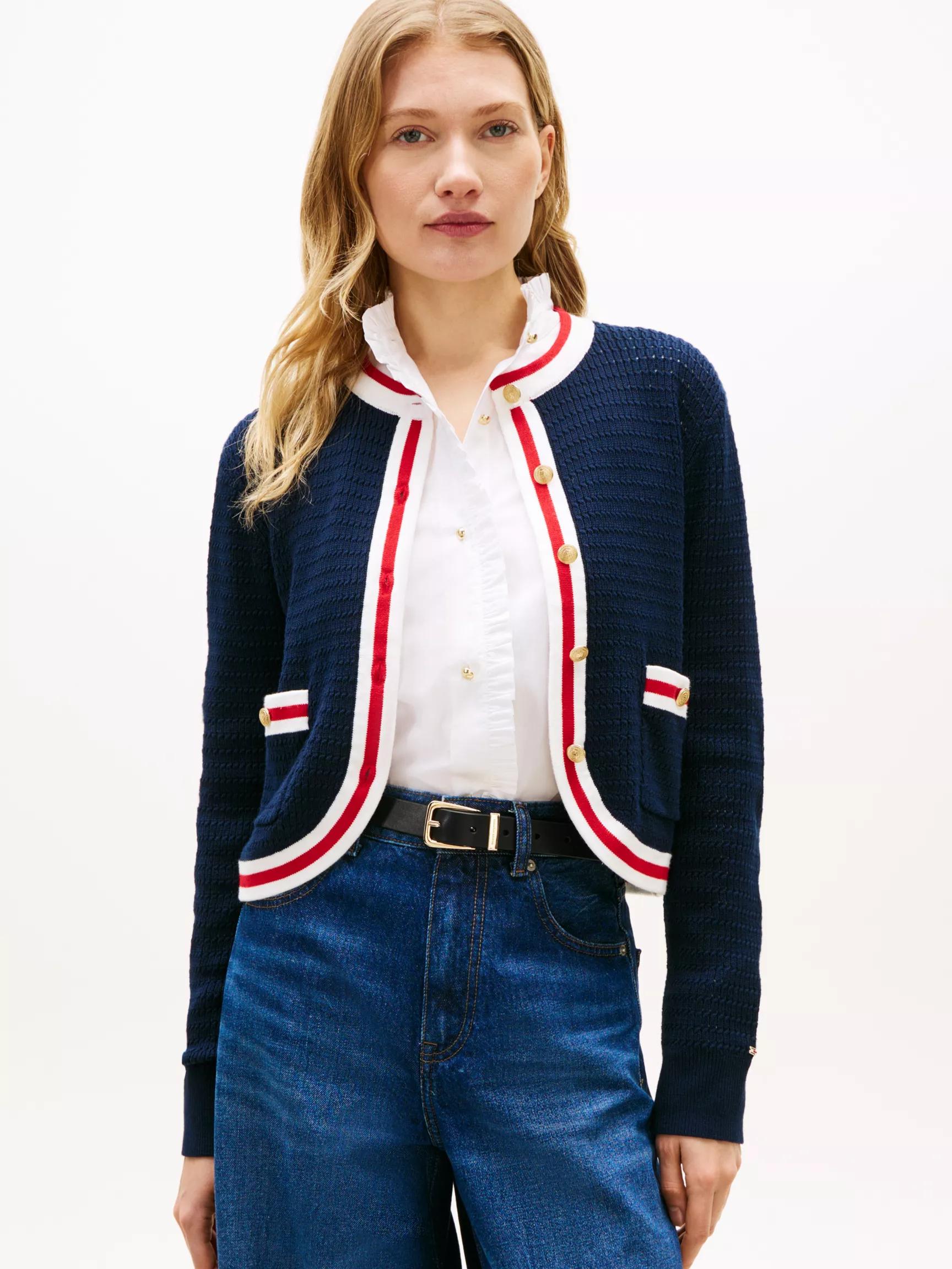 Gold-Button Textured Knit Cardigan by TOMMY HILFIGER