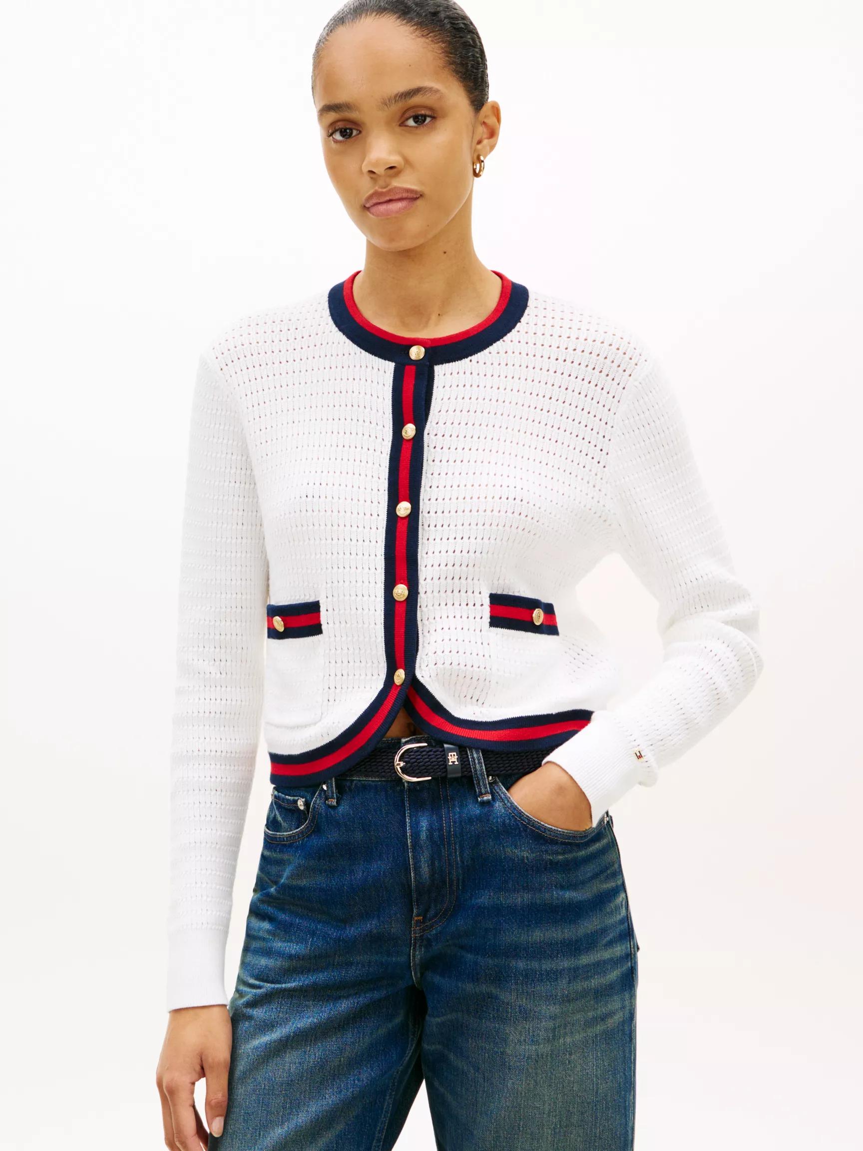 Gold-Button Textured Knit Cardigan by TOMMY HILFIGER