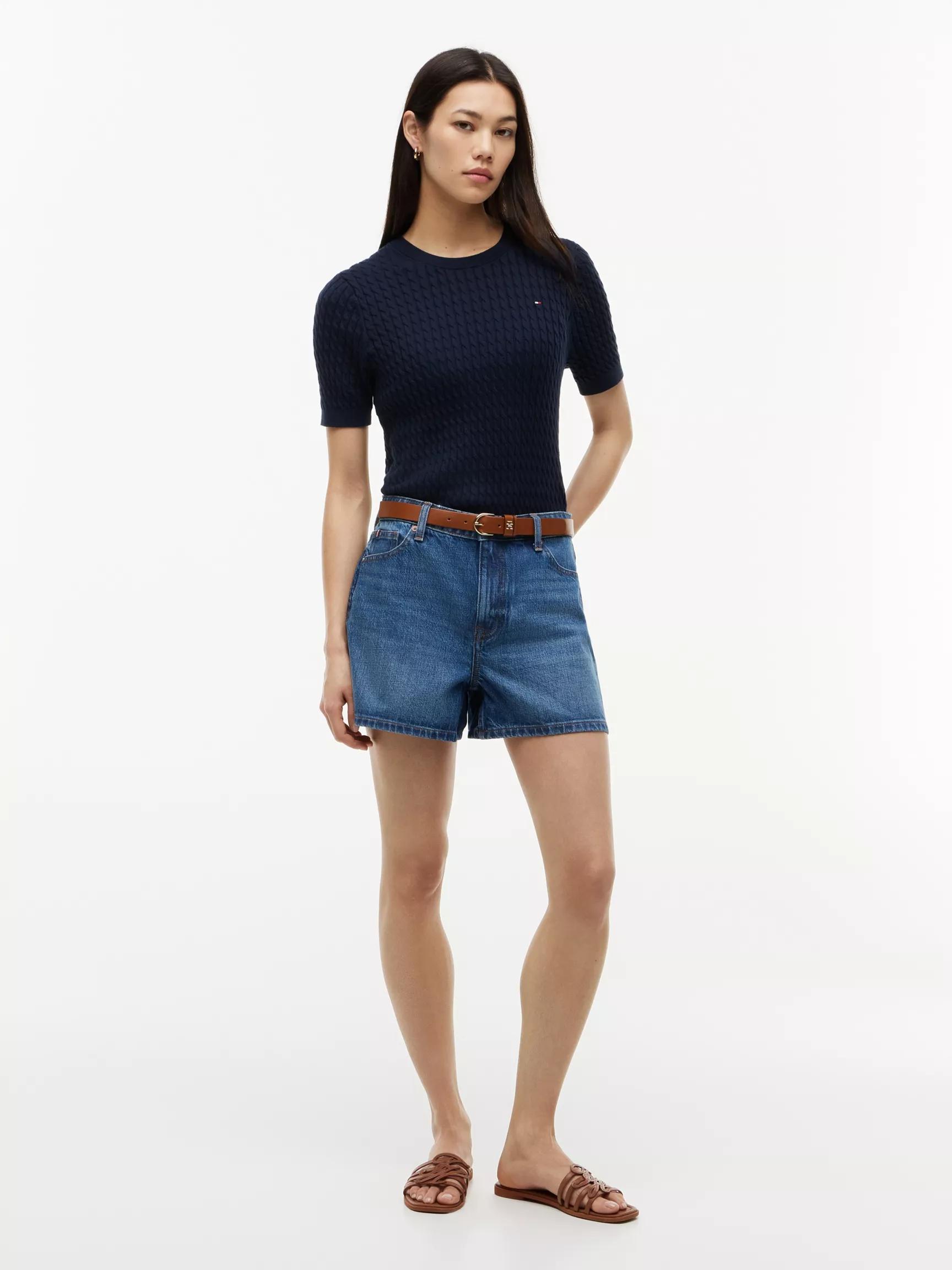 High-Rise Denim Flare Short by TOMMY HILFIGER