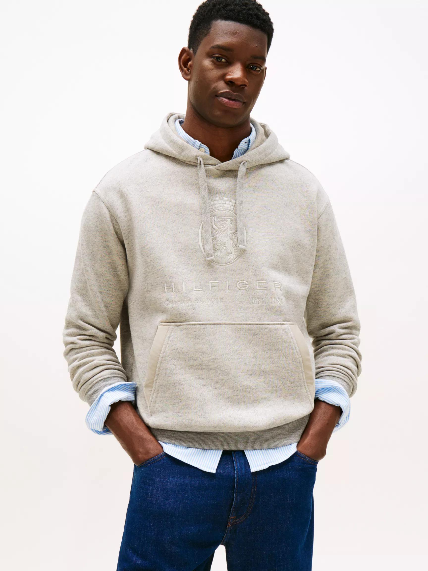 Hilfiger Crest Logo Heathered Hoodie by TOMMY HILFIGER
