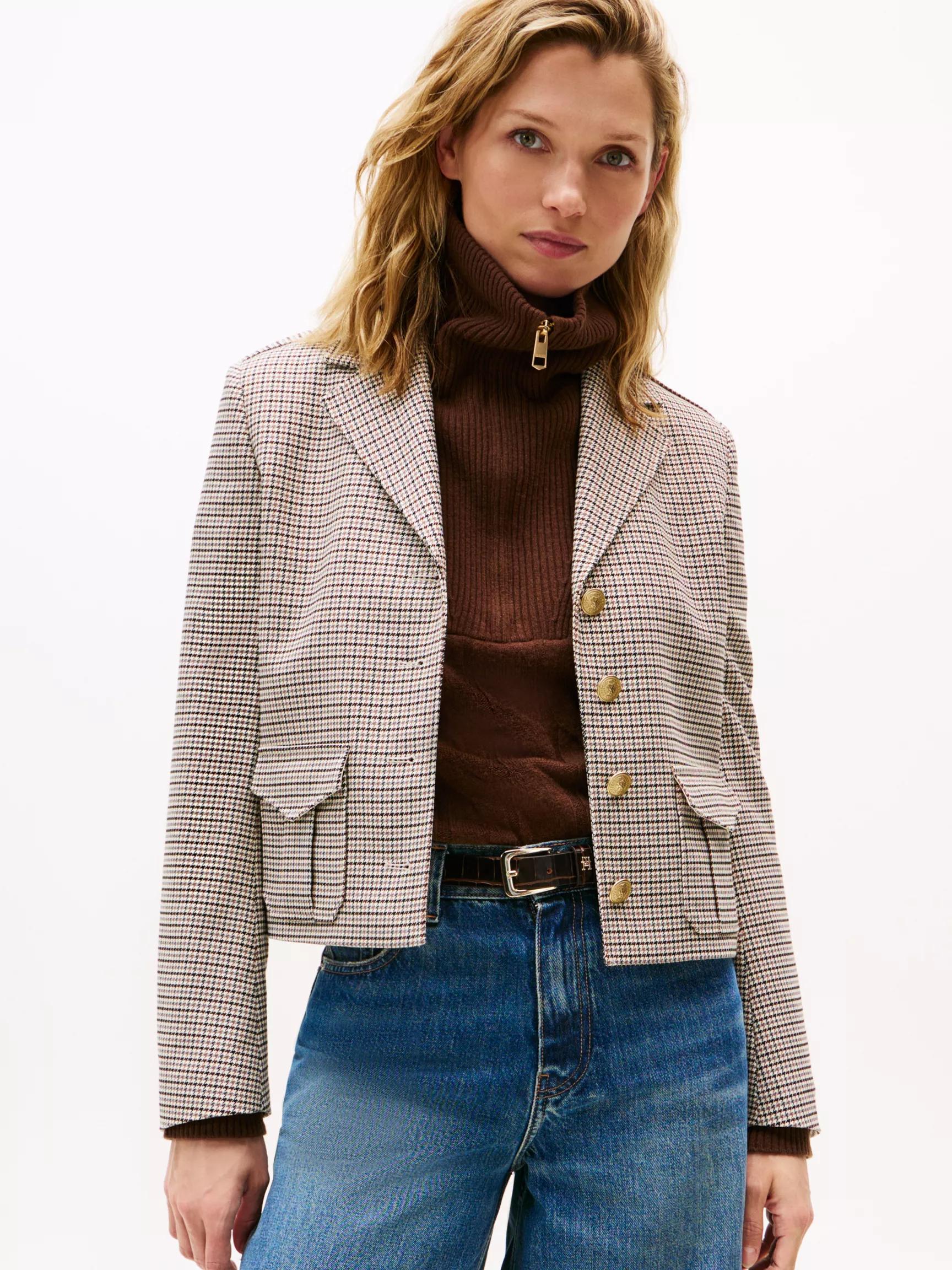 Houndstooth Gold-Button Military Blazer by TOMMY HILFIGER