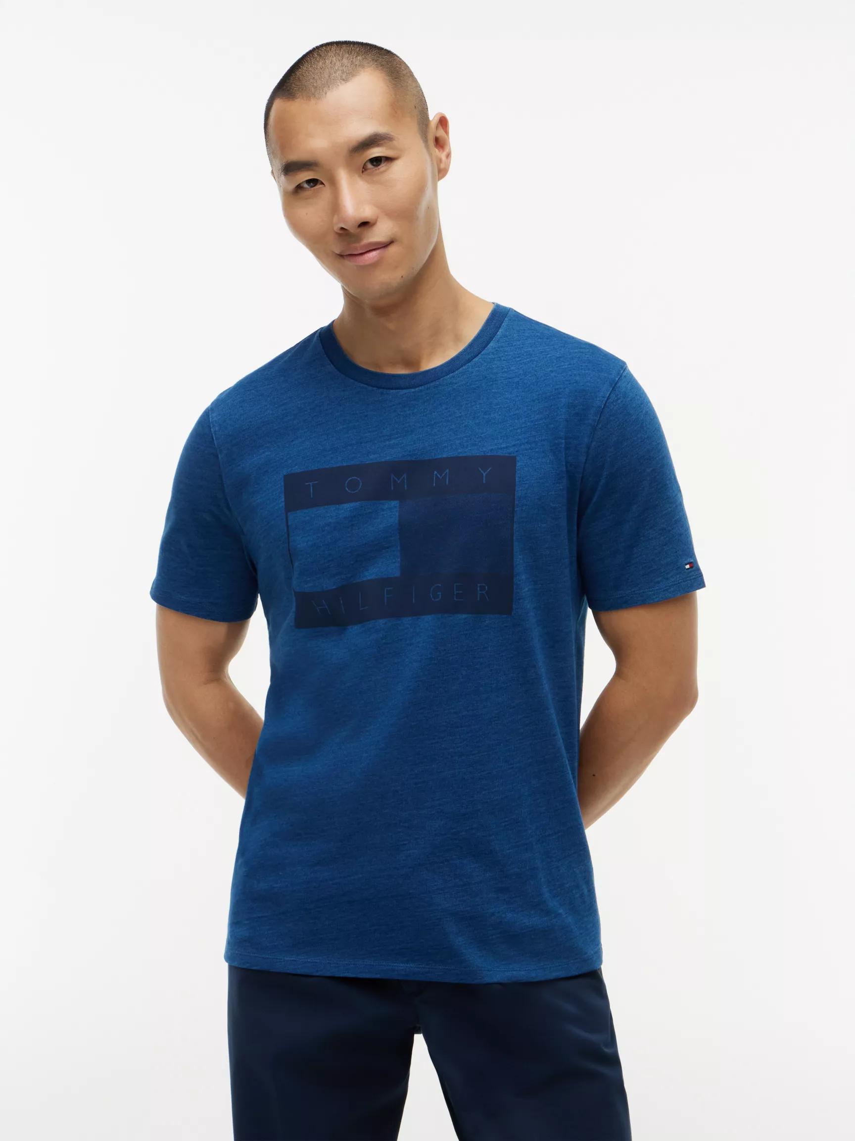 Indigo-Dyed Flag Logo T-Shirt by TOMMY HILFIGER