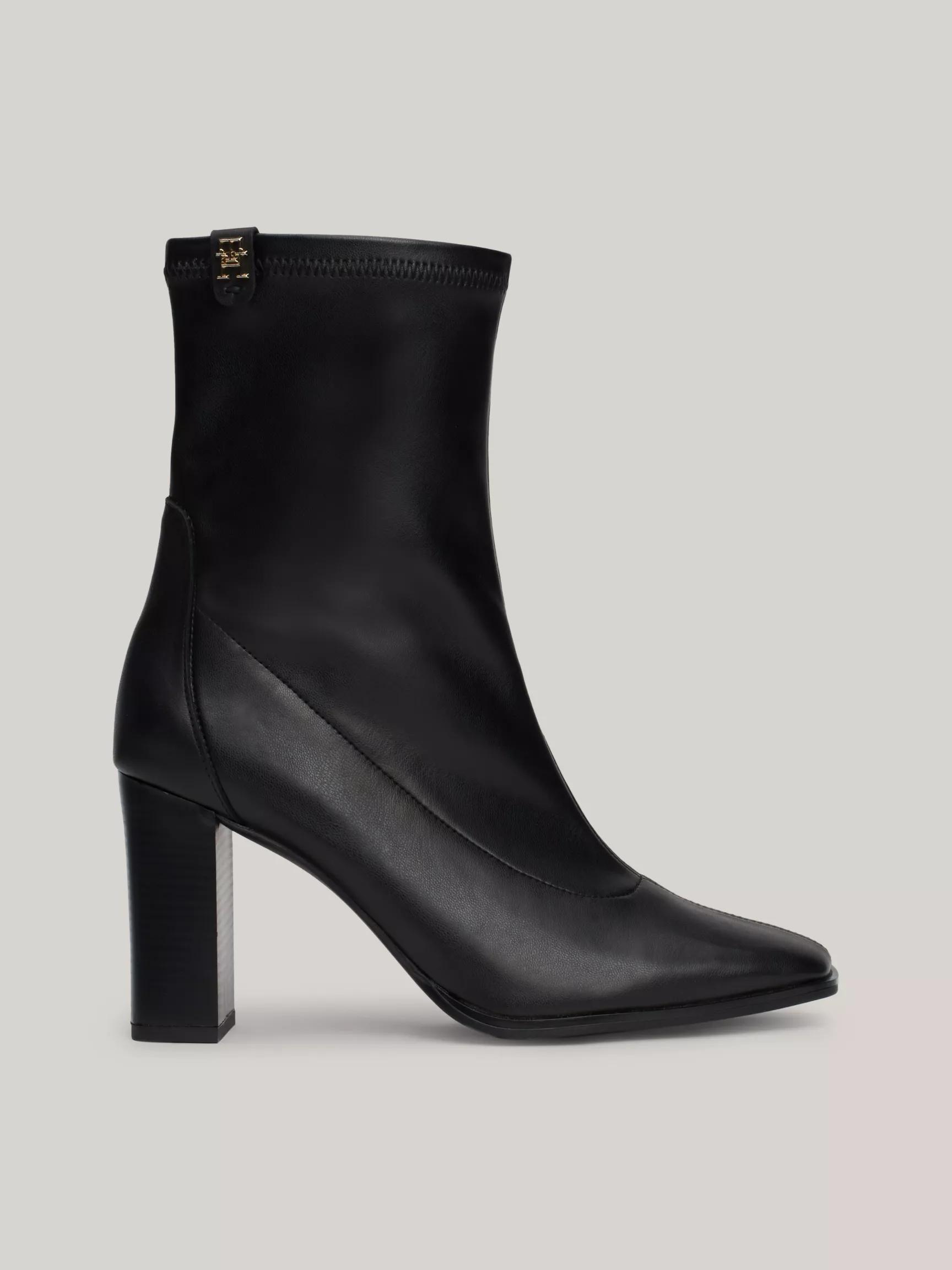 Leather Square Toe Block Heel Boot by TOMMY HILFIGER