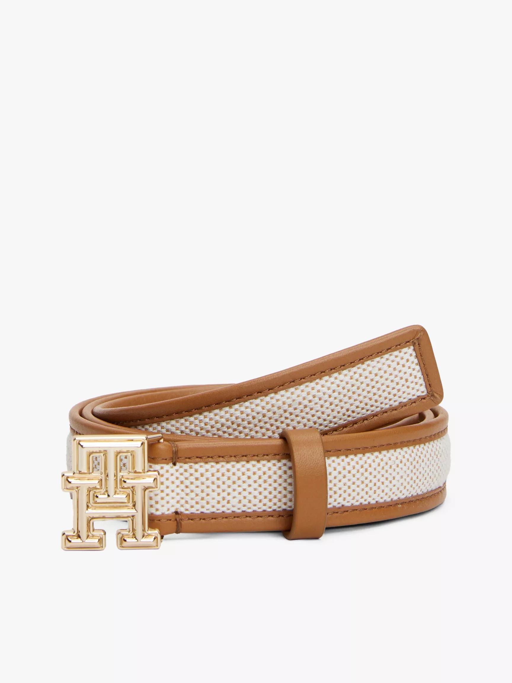 Logo Buckle Contrast-Trim Canvas Belt by TOMMY HILFIGER