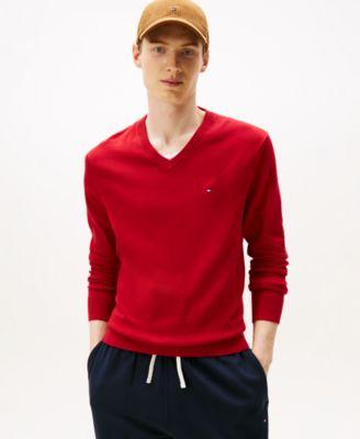 Men's Essential Cotton V-Neck Sweater by TOMMY HILFIGER