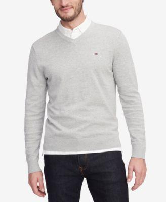 Men's Essential Cotton V-Neck Sweater by TOMMY HILFIGER