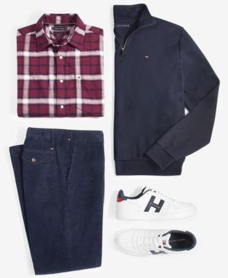 Men's Essential Intechno Knit Regular-Fit 1/4-Zip Sweatshirt by TOMMY HILFIGER Men's Essential Intechno Knit Regular-Fit 1/4-Zip Sweatshirt by TOMMY HILFIGER