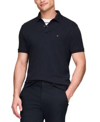 Men's Regular-Fit Smooth Touch Liquid Cotton Collar Stripe Polo Shirt by TOMMY HILFIGER