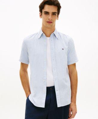 Men's Regular Linen-Blend Bengal Stripe Shirt by TOMMY HILFIGER