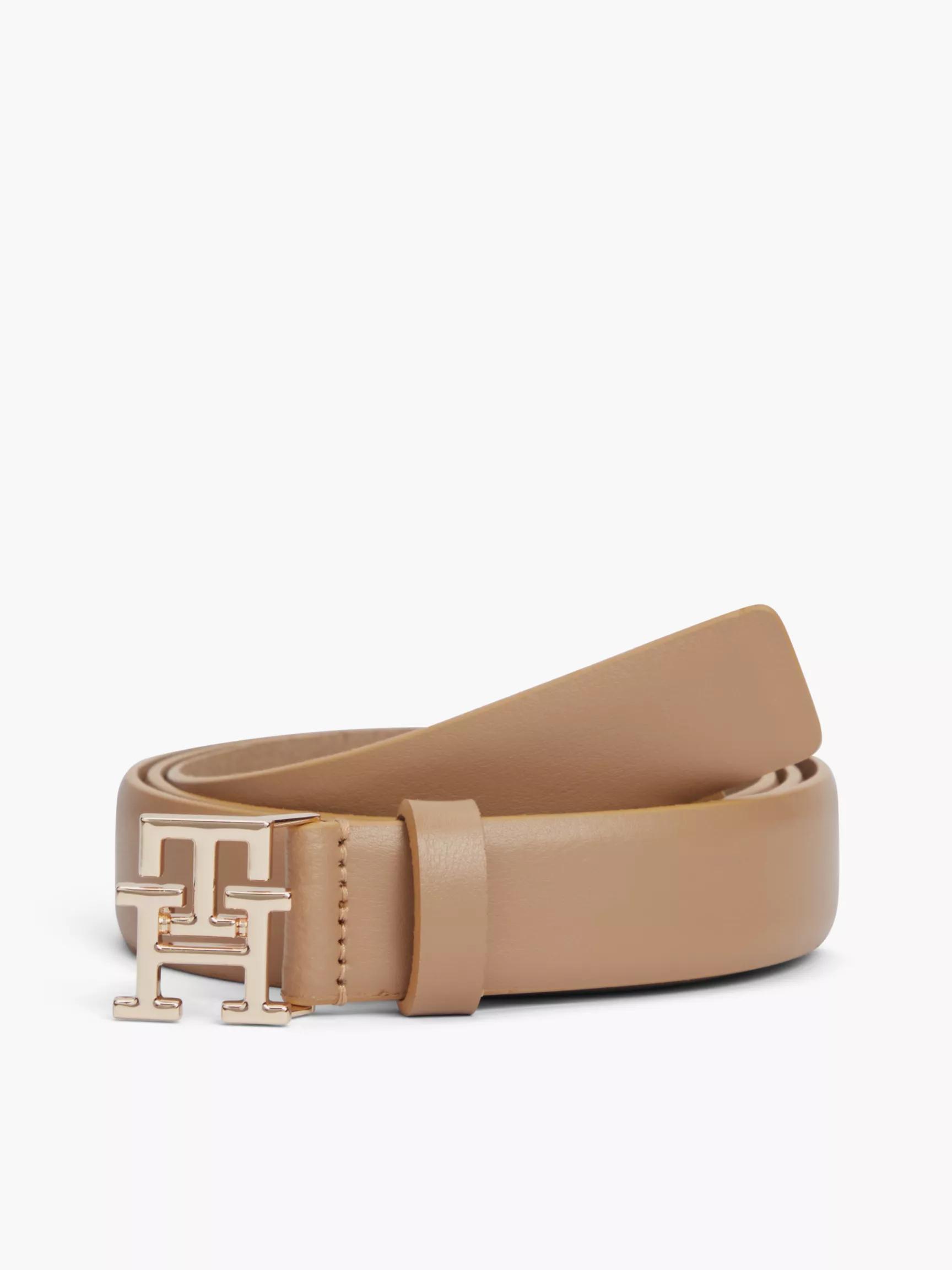 Monogram Buckle Smooth Leather Belt by TOMMY HILFIGER
