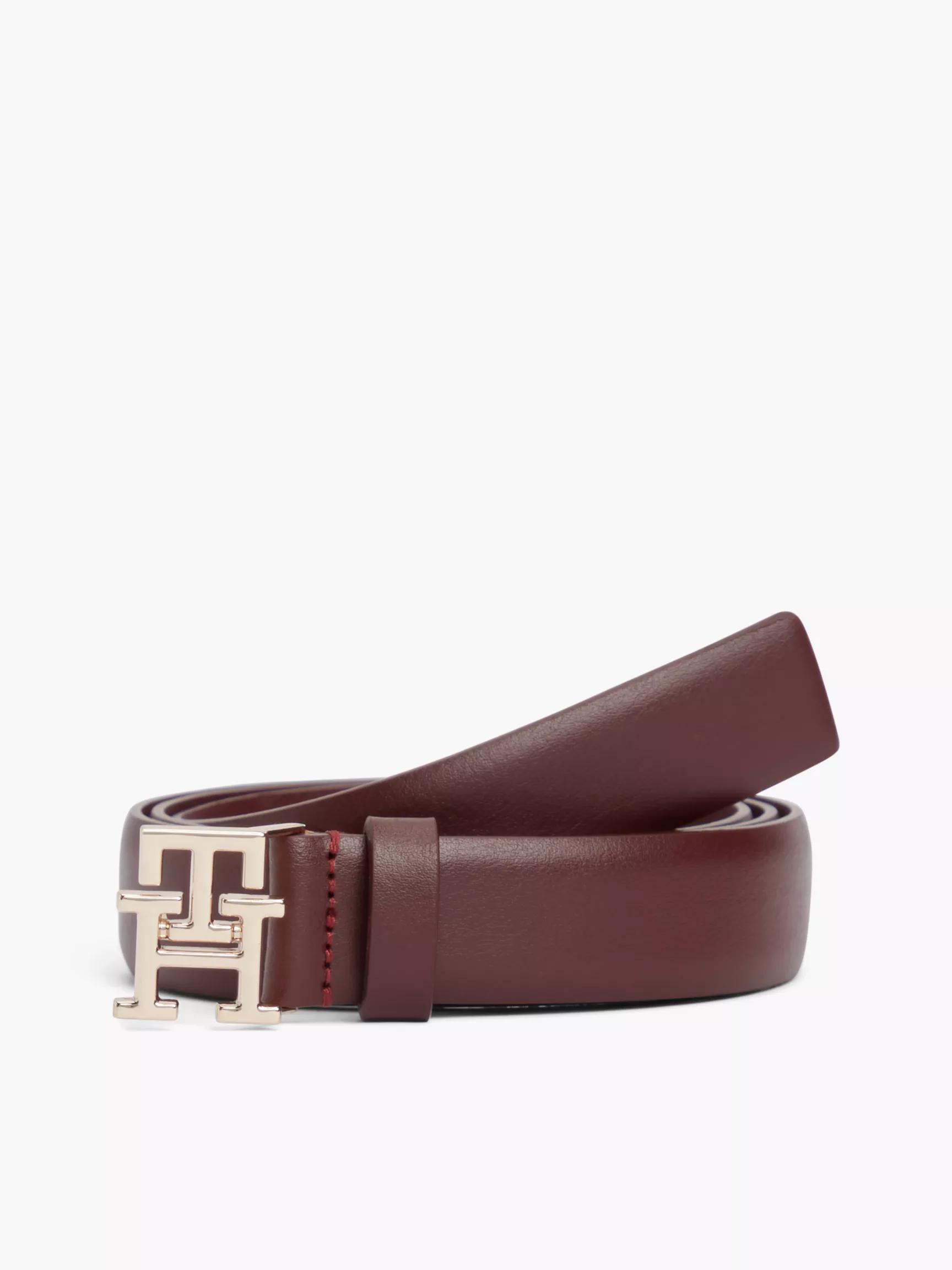 Monogram Buckle Smooth Leather Belt by TOMMY HILFIGER