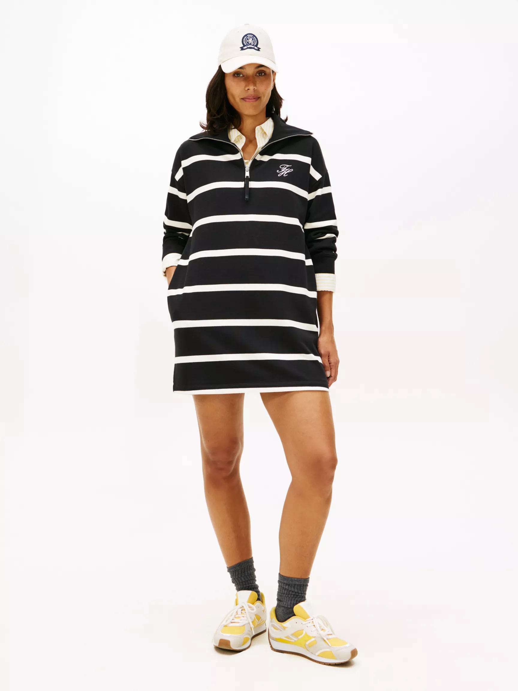 Monogram Quarter-Zip Sweatshirt Dress by TOMMY HILFIGER