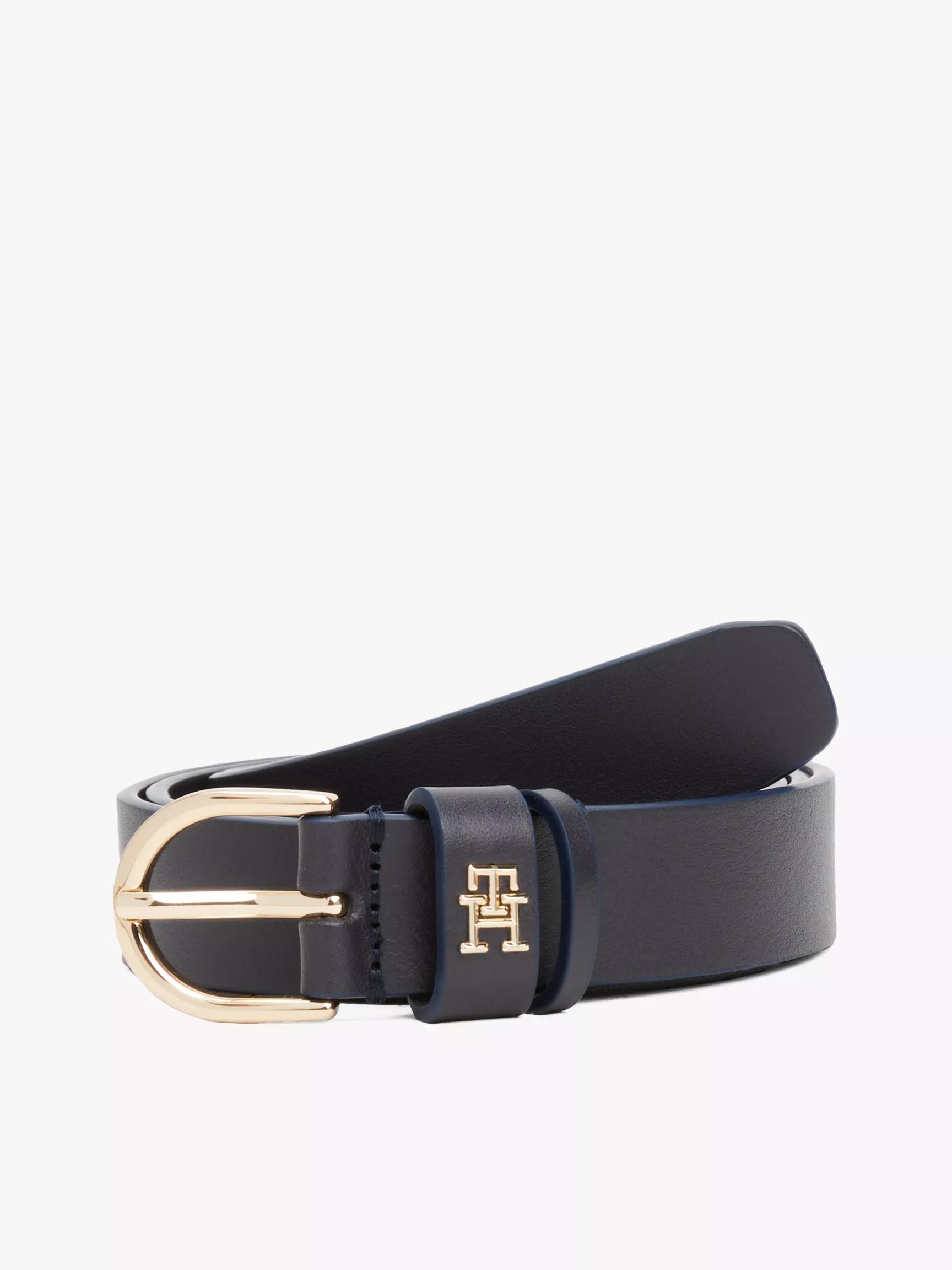 Monogram Slim Leather Belt by TOMMY HILFIGER