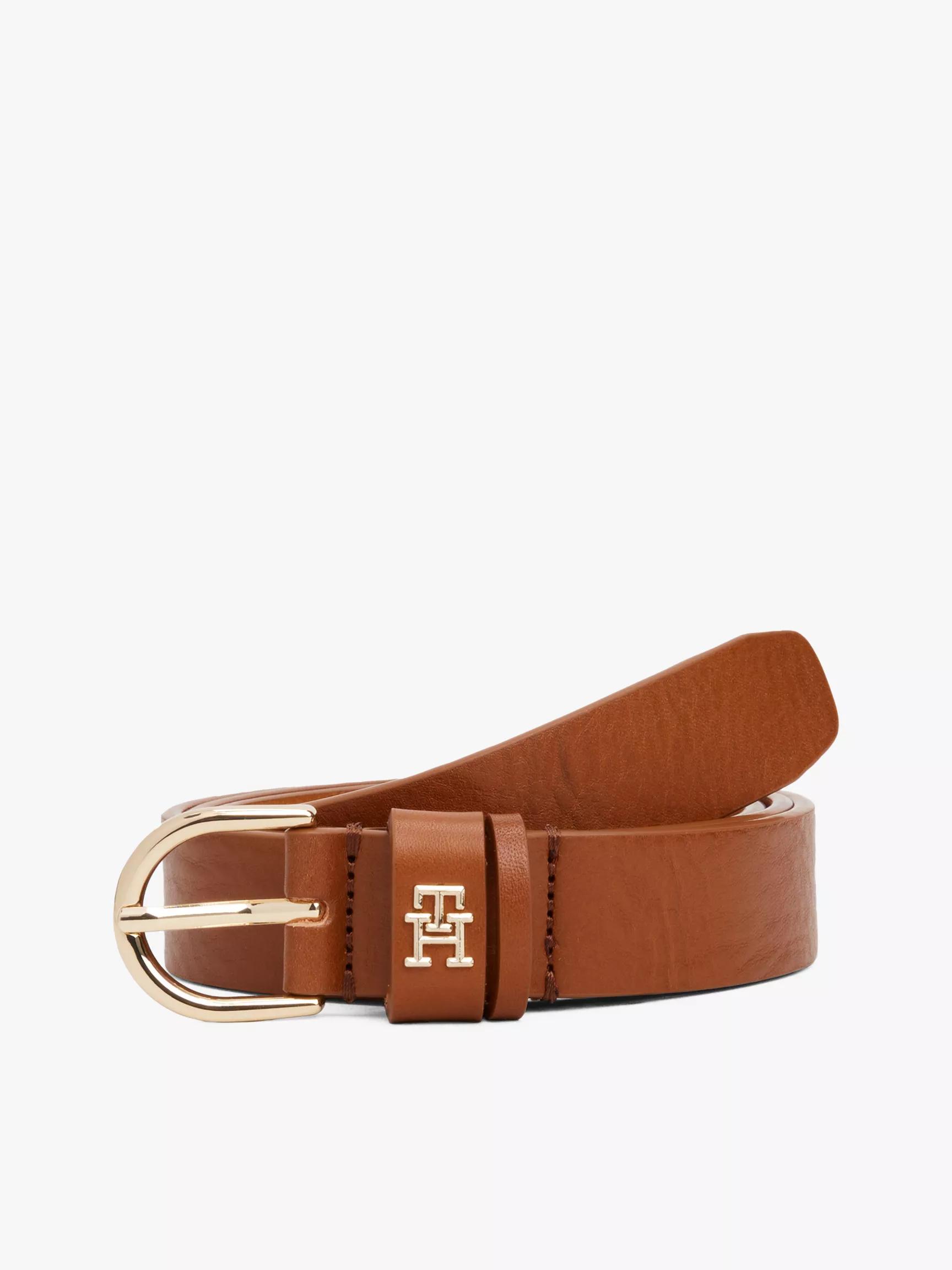Monogram Slim Leather Belt by TOMMY HILFIGER