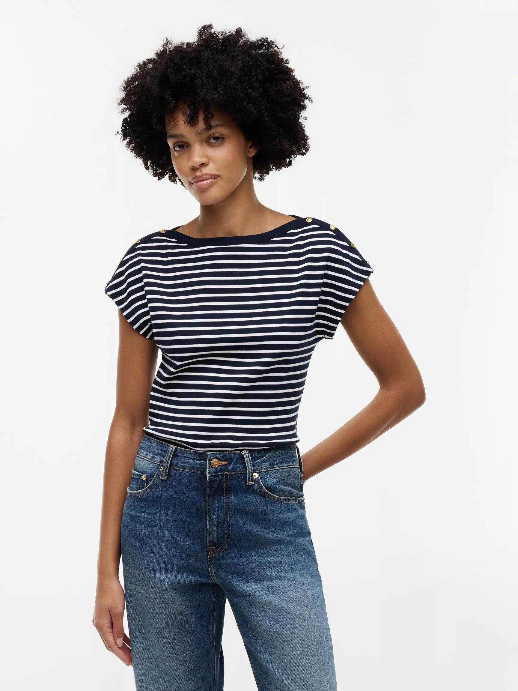 Nautical Gold-Button Boatneck T-Shirt by TOMMY HILFIGER