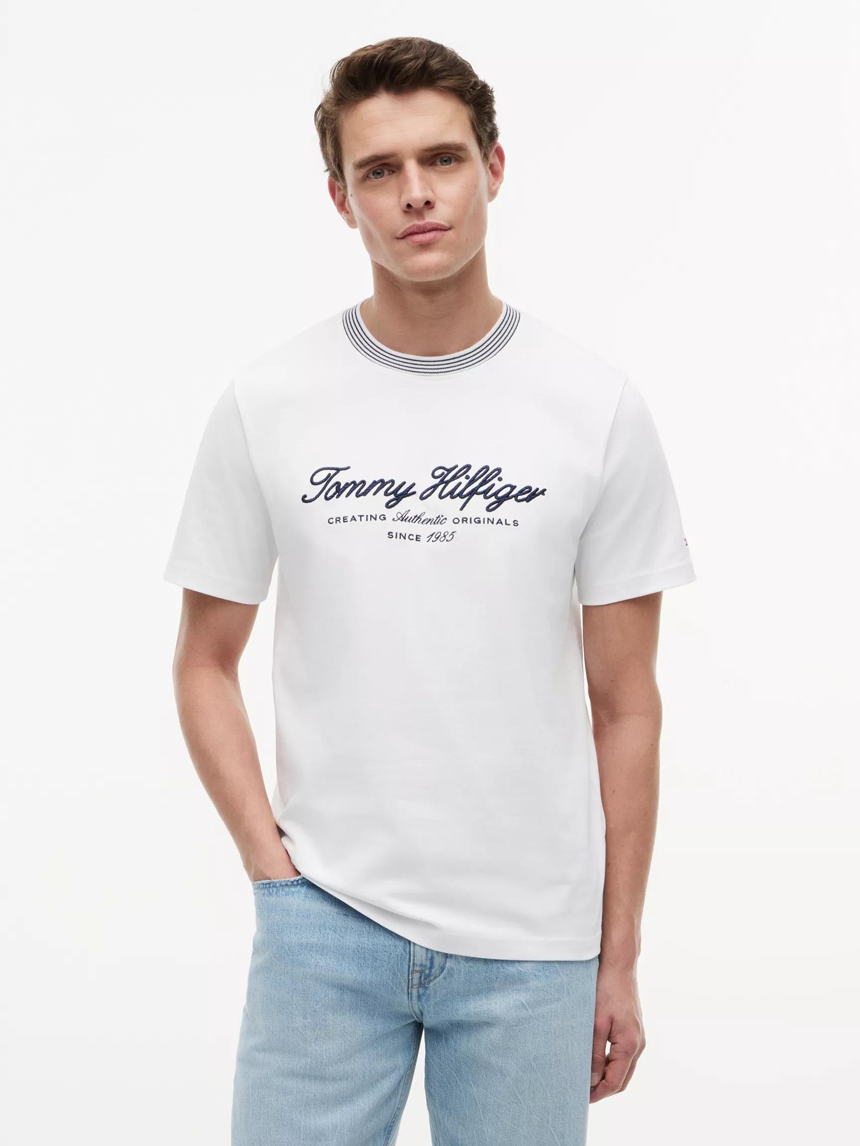 Nautical Script Logo Striped T-Shirt by TOMMY HILFIGER