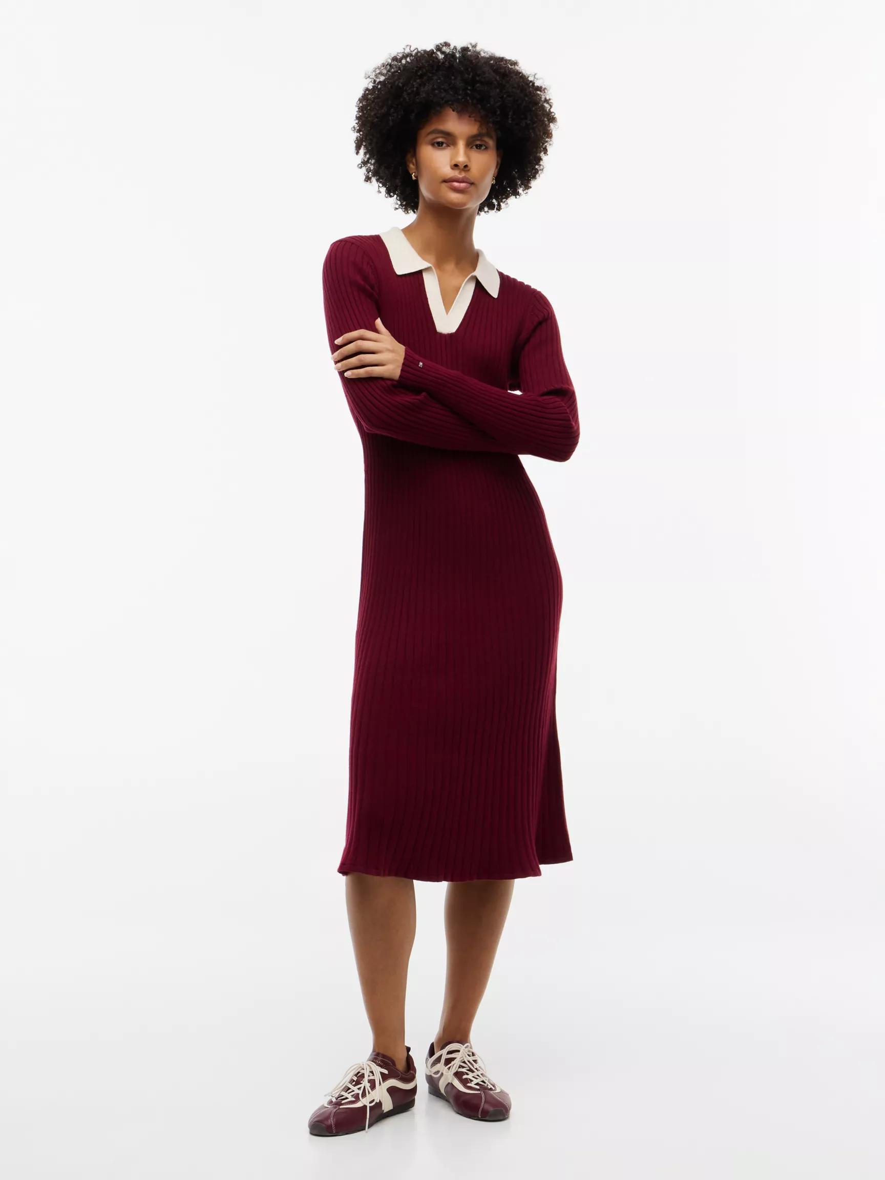 Open Placket Belted Polo Sweater Dress by TOMMY HILFIGER