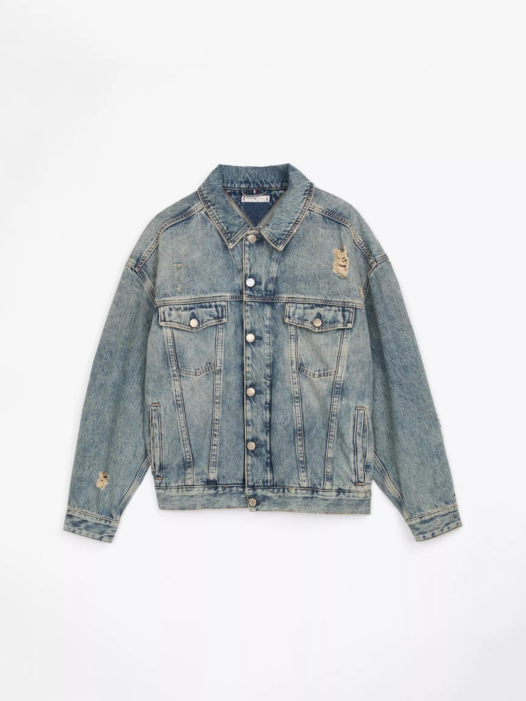 Oversized Distressed Denim Jacket by TOMMY HILFIGER