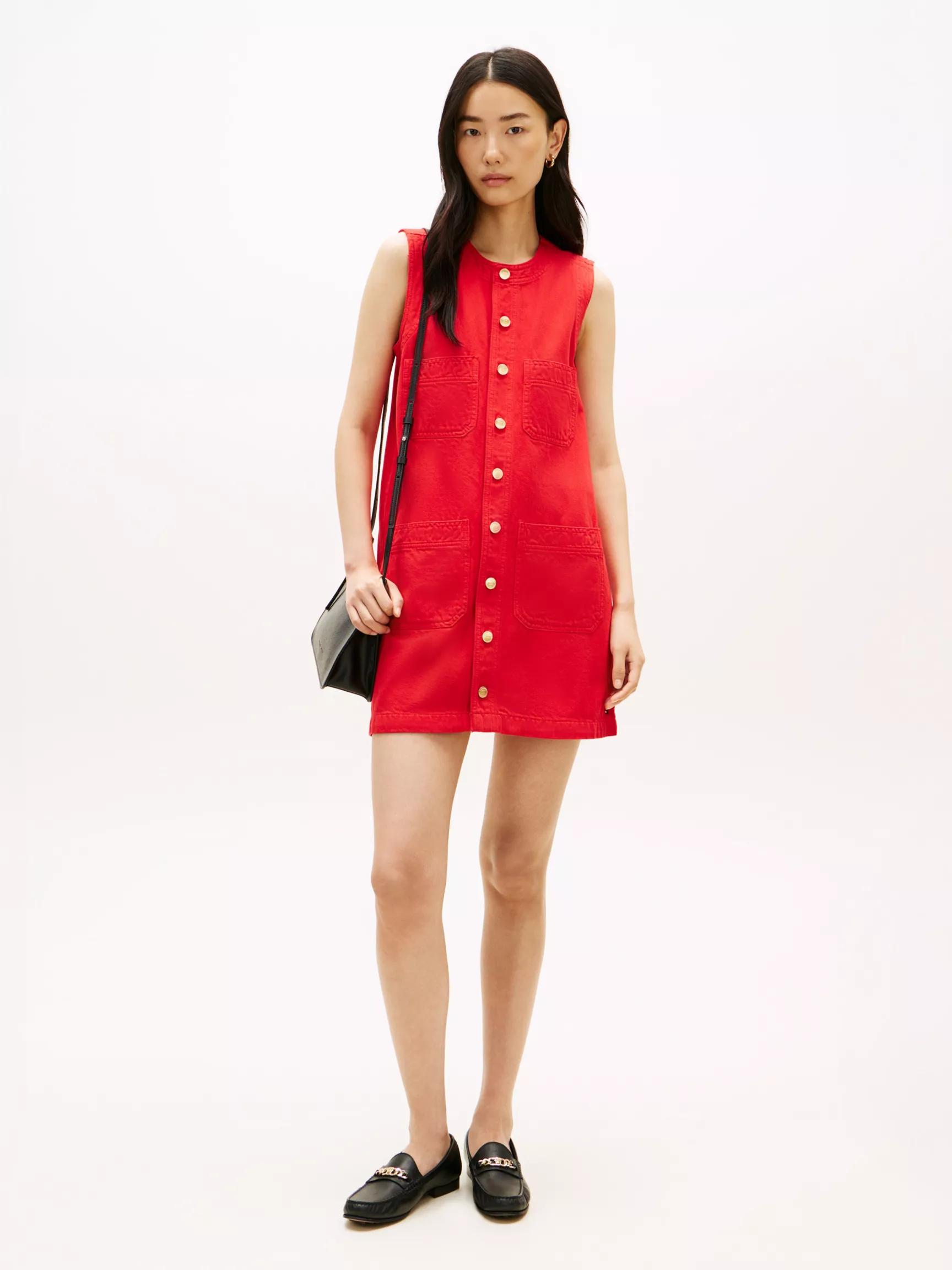 Patch Pocket Denim Shift Mini Dress by TOMMY HILFIGER