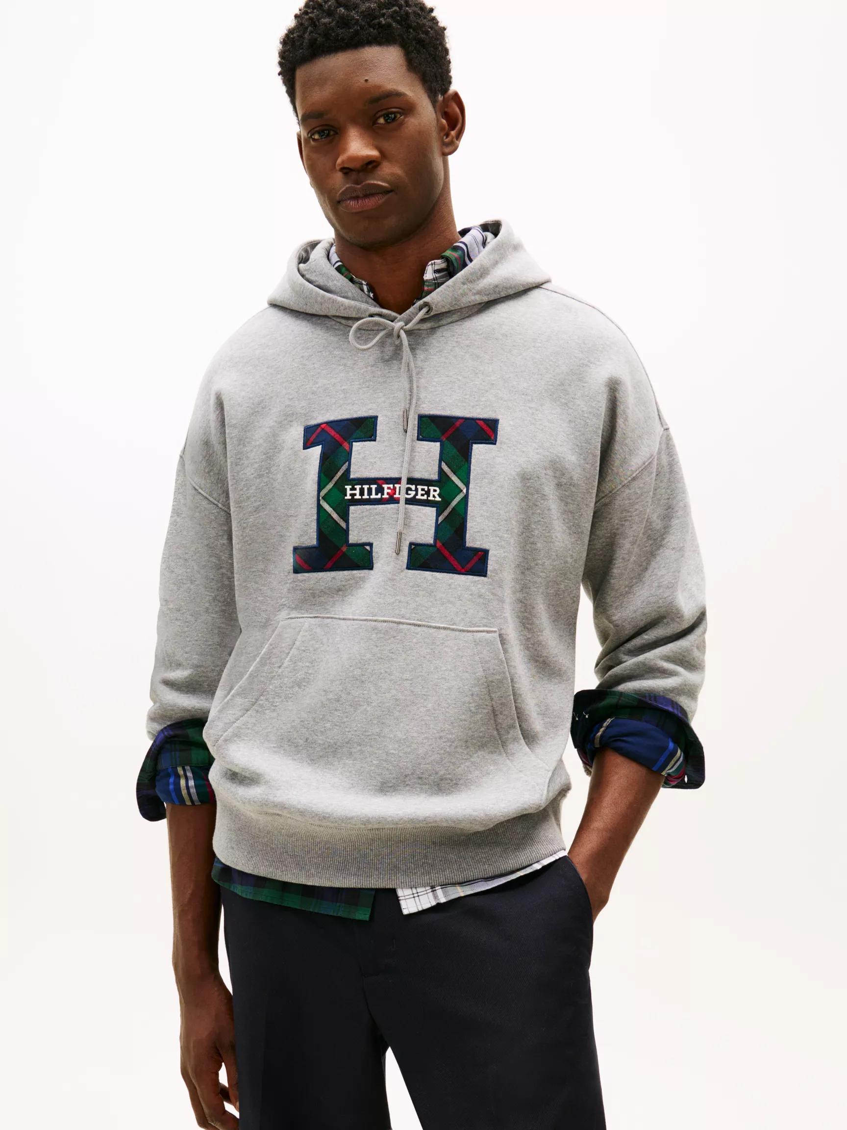 Plaid Monogram Fleece Hoodie by TOMMY HILFIGER