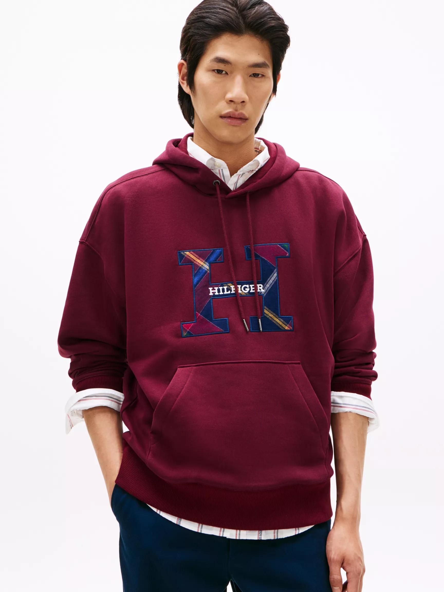 Plaid Monogram Fleece Hoodie by TOMMY HILFIGER