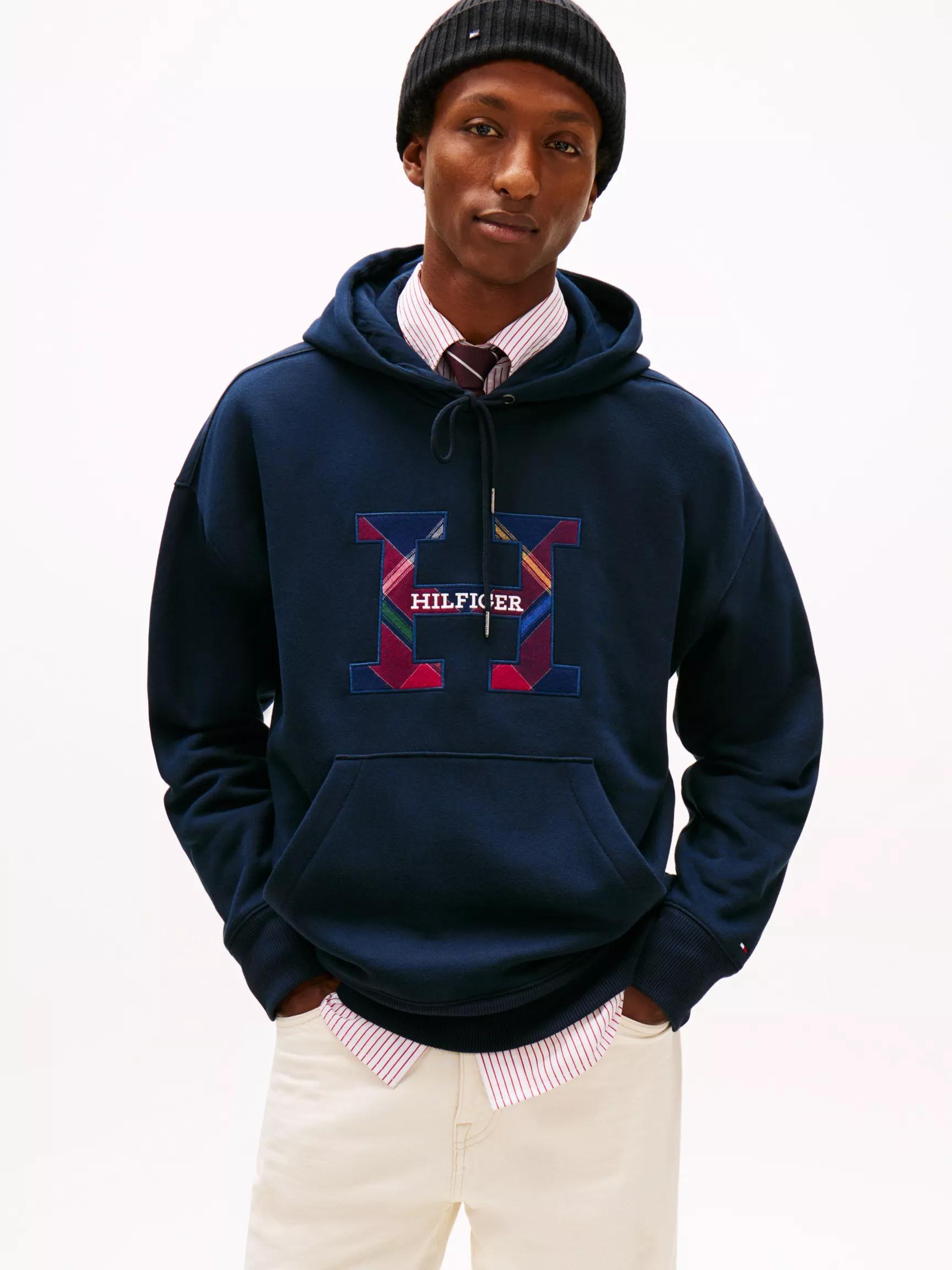 Plaid Monogram Fleece Hoodie by TOMMY HILFIGER