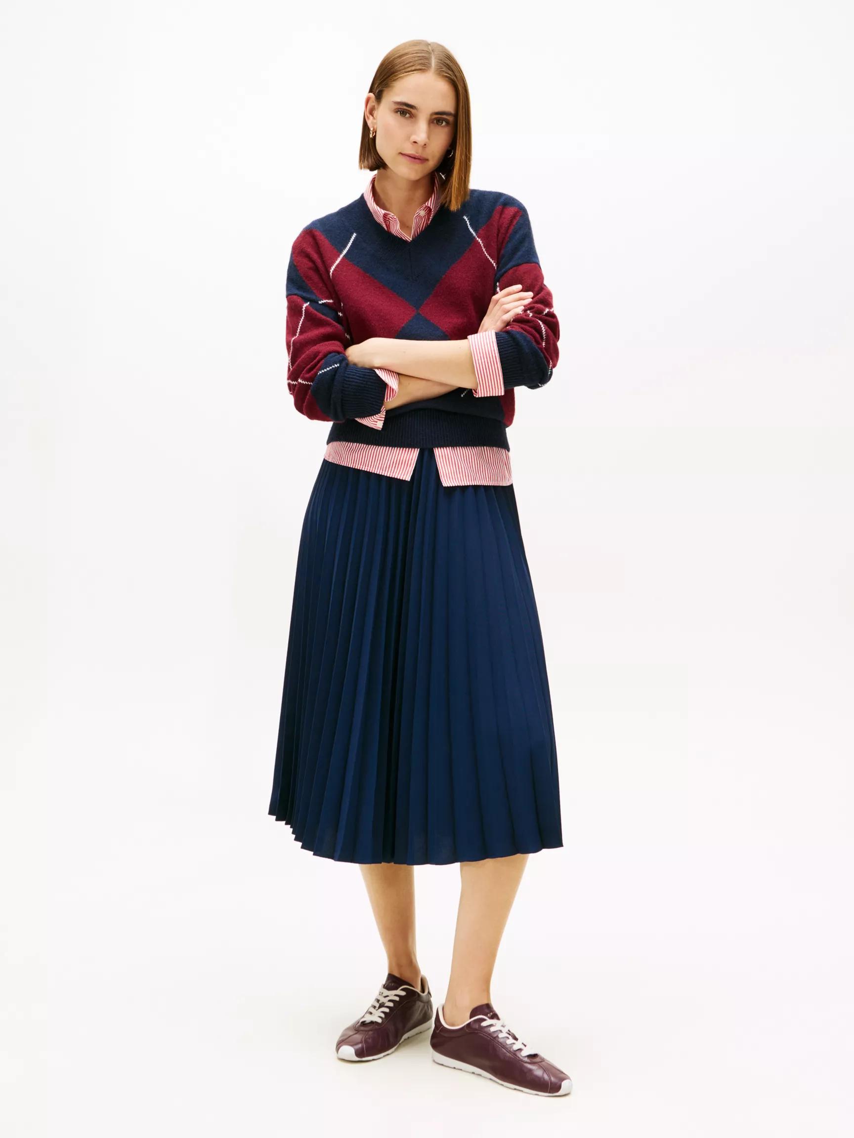 Pleated Crepe Twill Midi Skirt by TOMMY HILFIGER