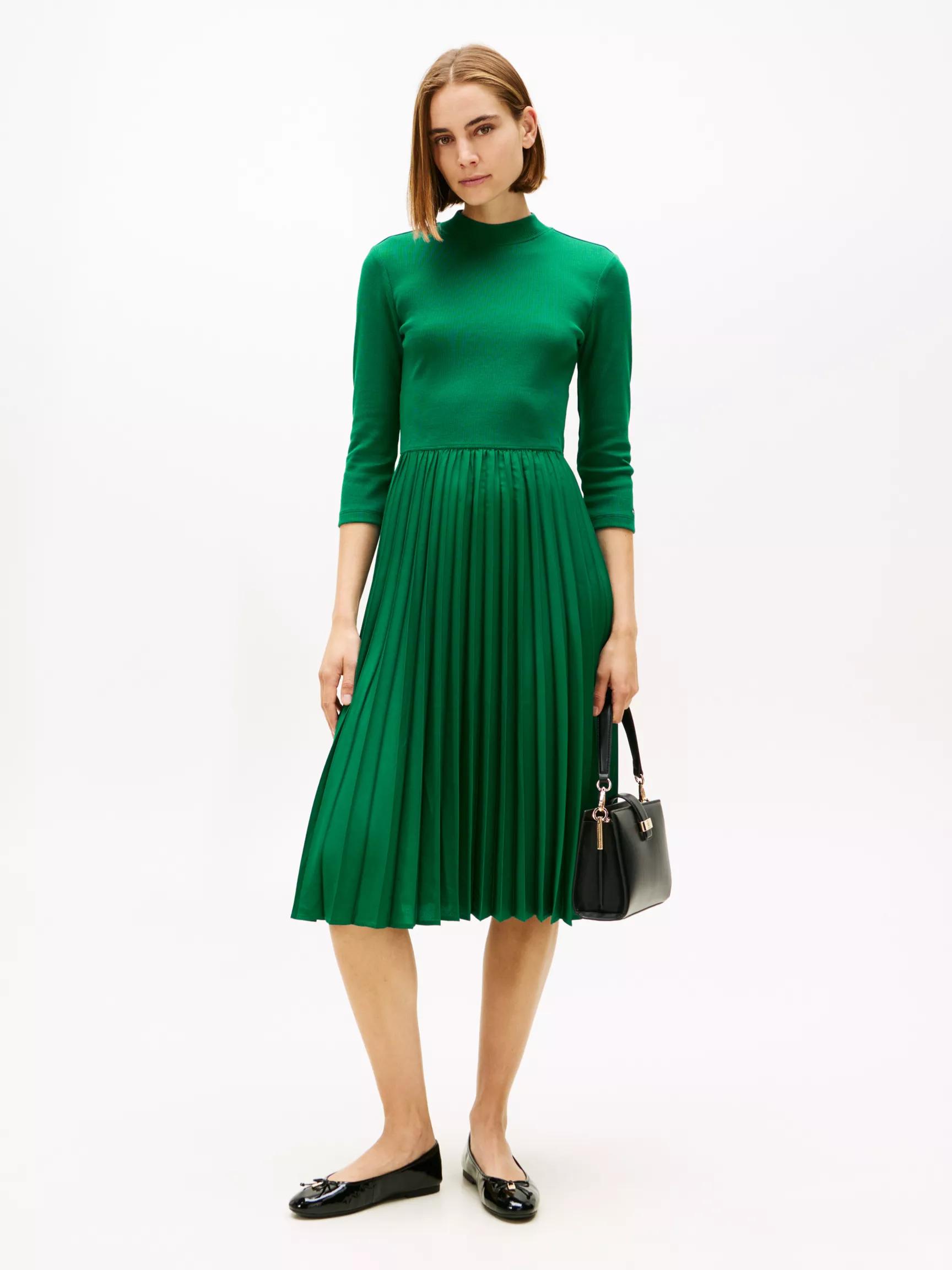 Pleated Mix Media Midi Dress by TOMMY HILFIGER