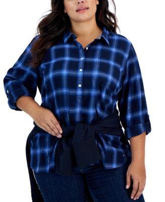 Plus Size Brushed Cotton Popover by TOMMY HILFIGER