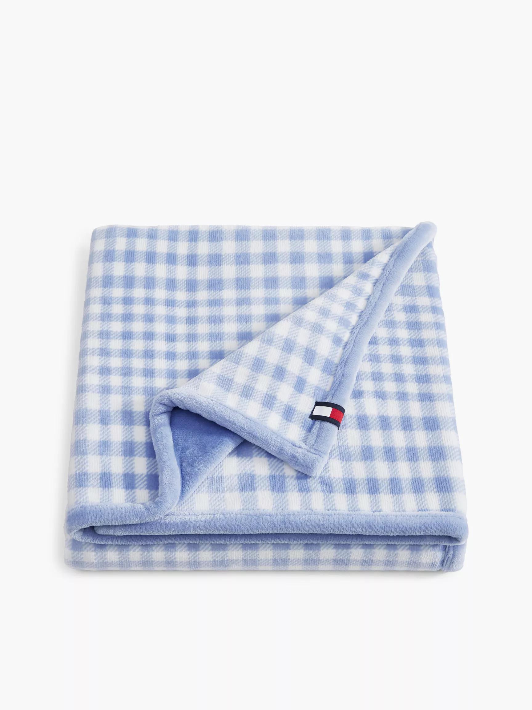 Plush Blue Check Blanket by TOMMY HILFIGER