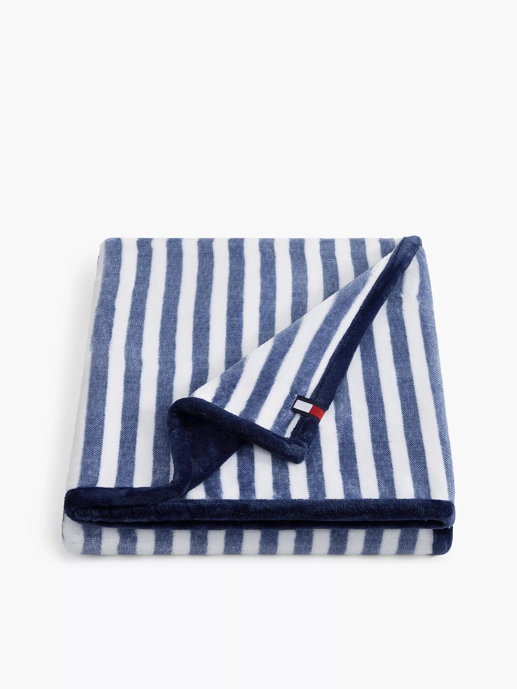 Plush Blue Striped Blanket by TOMMY HILFIGER