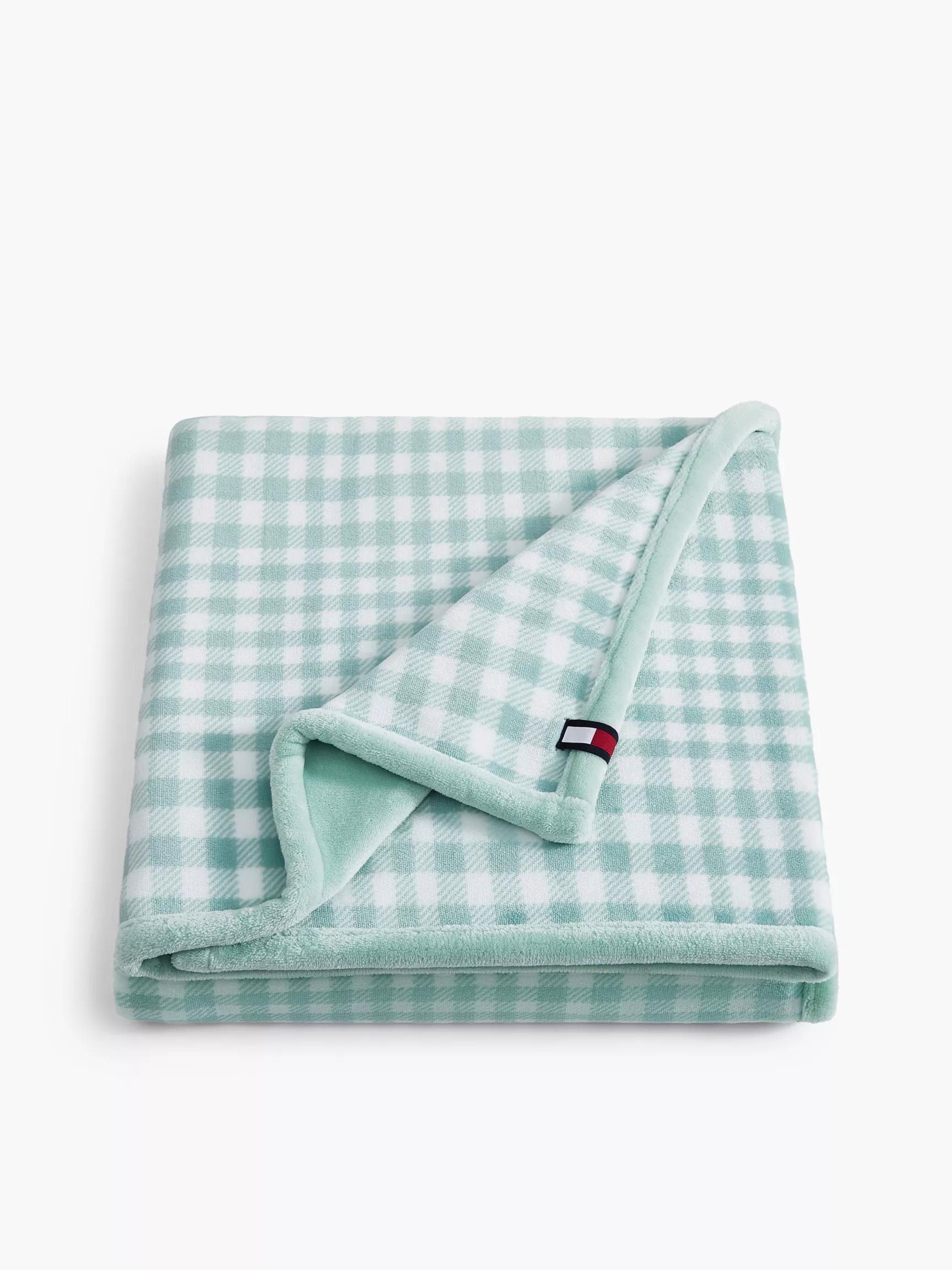 Plush Green Check Blanket by TOMMY HILFIGER