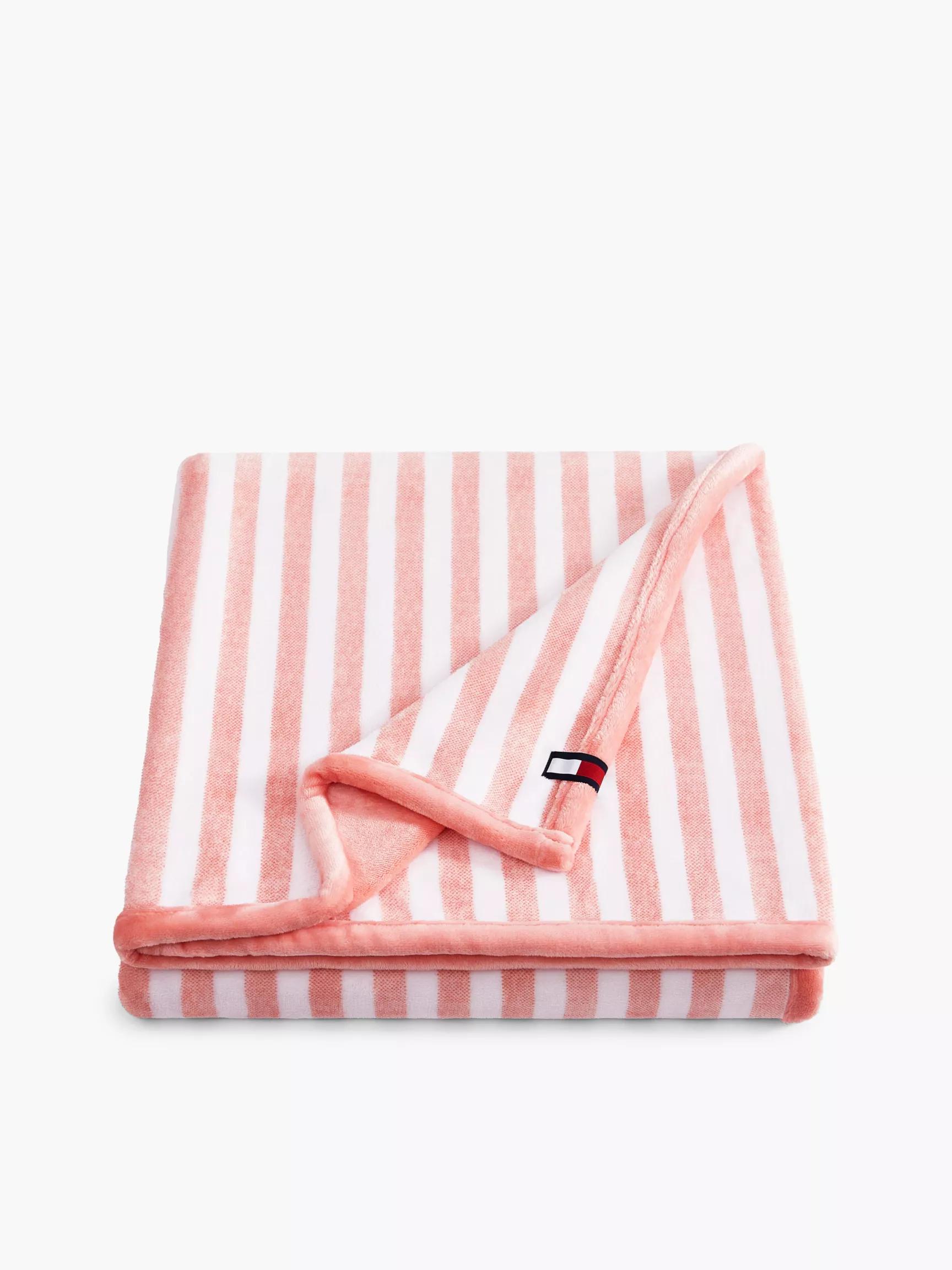 Plush Pink Striped Blanket by TOMMY HILFIGER