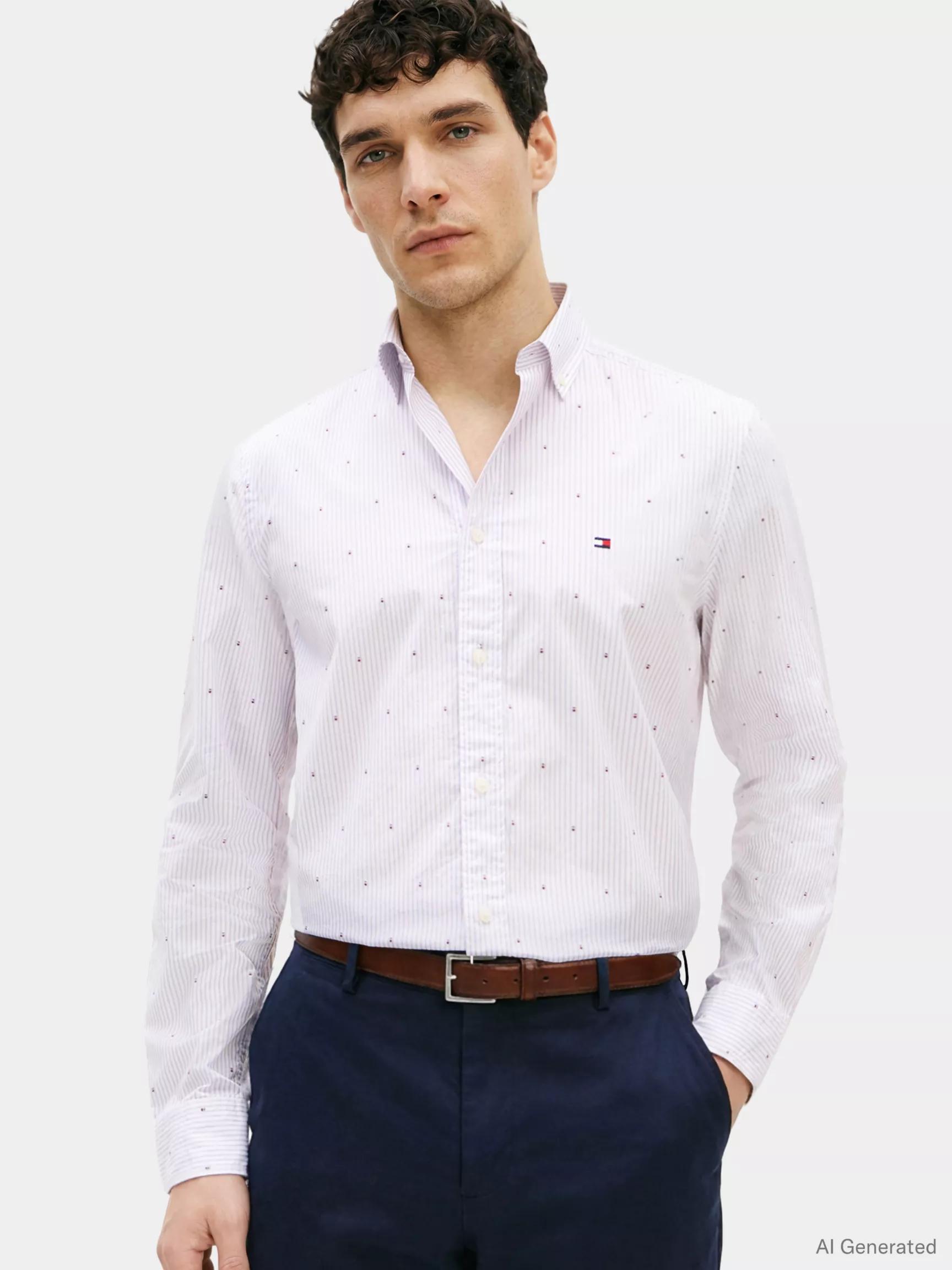 Regular Fit Allover Dot Fil Coupe Shirt by TOMMY HILFIGER