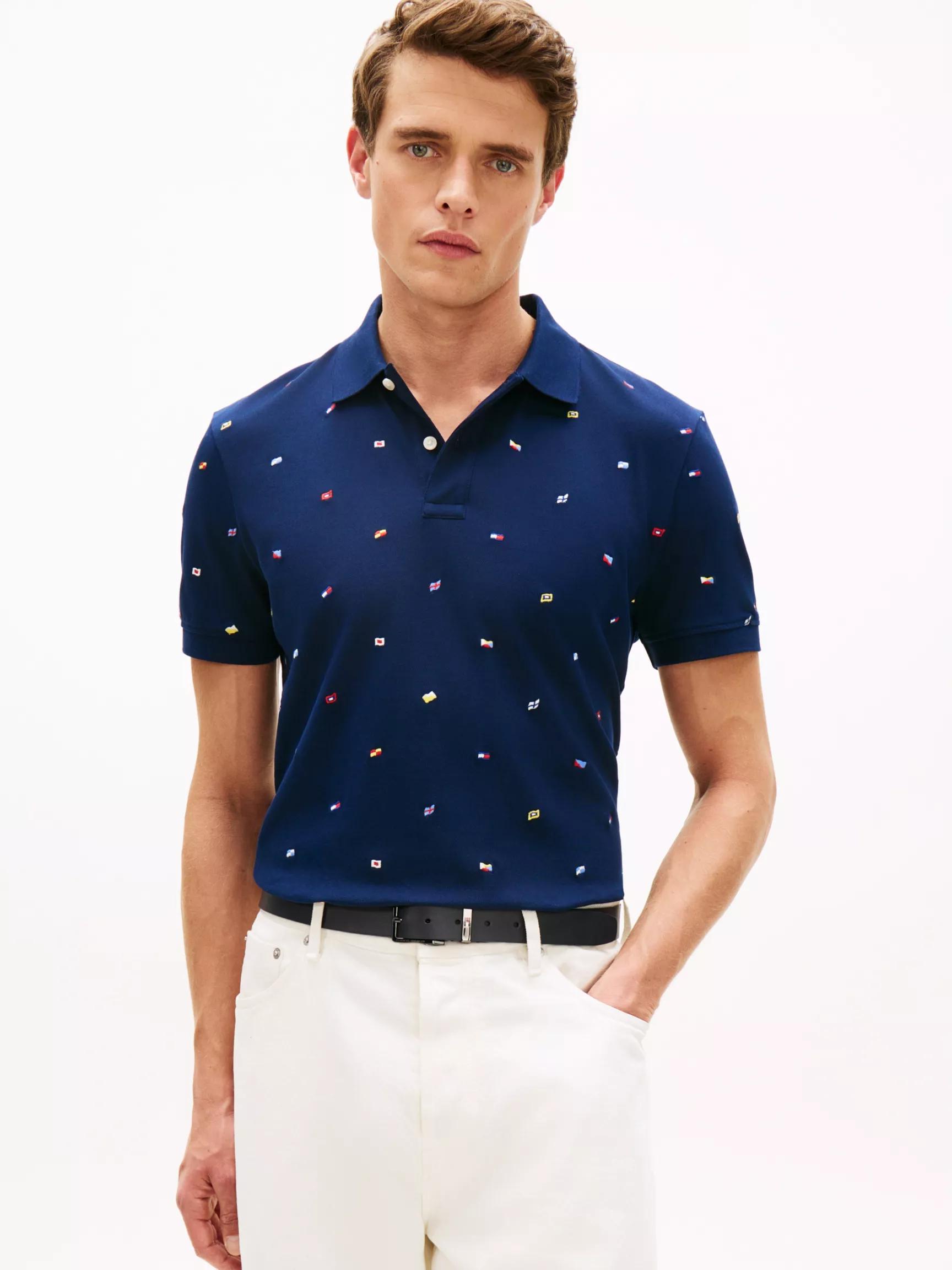Regular Fit Allover Flag Pique Polo by TOMMY HILFIGER